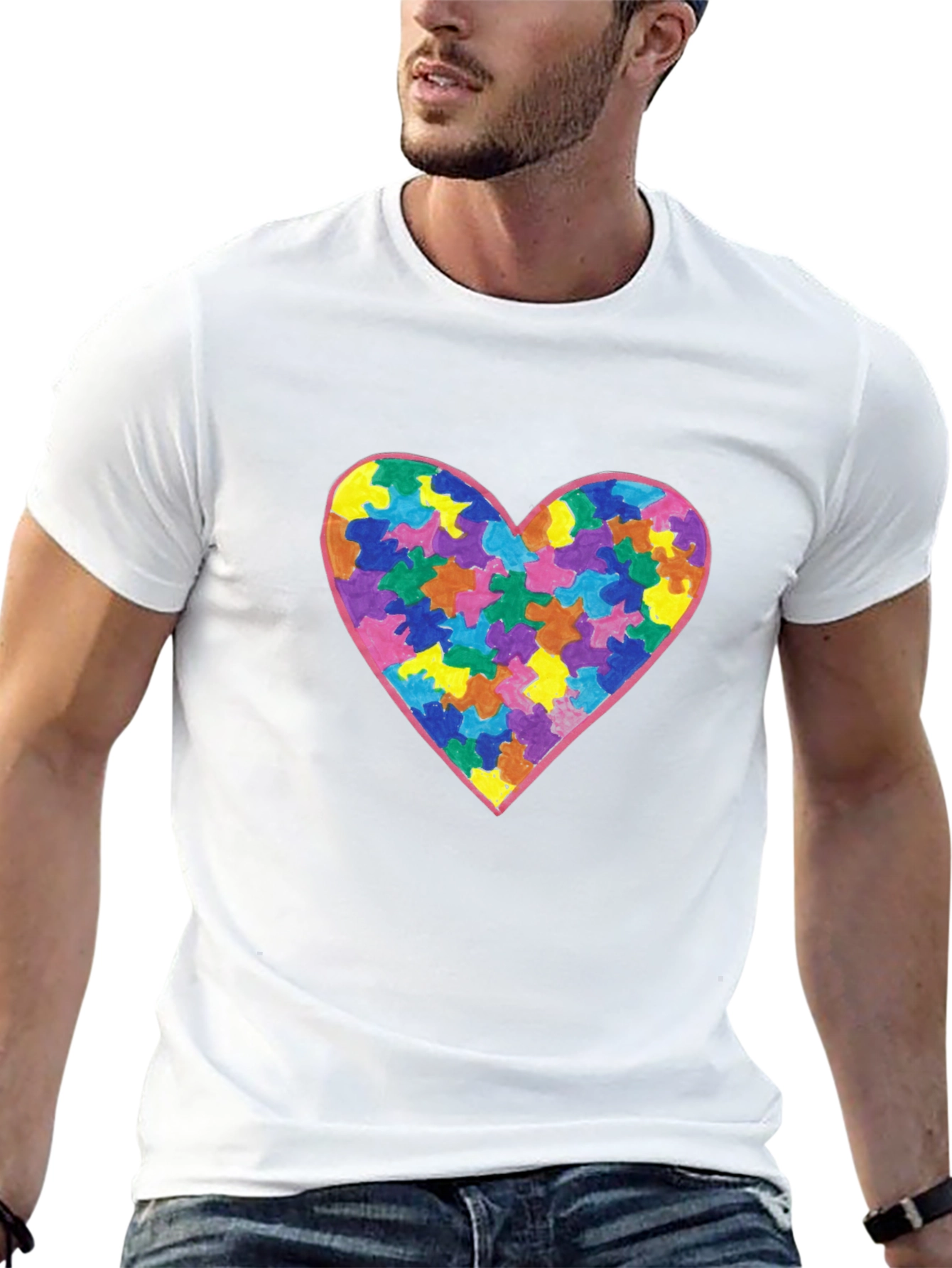 Autism Awareness Heart Graphic Tee - Black