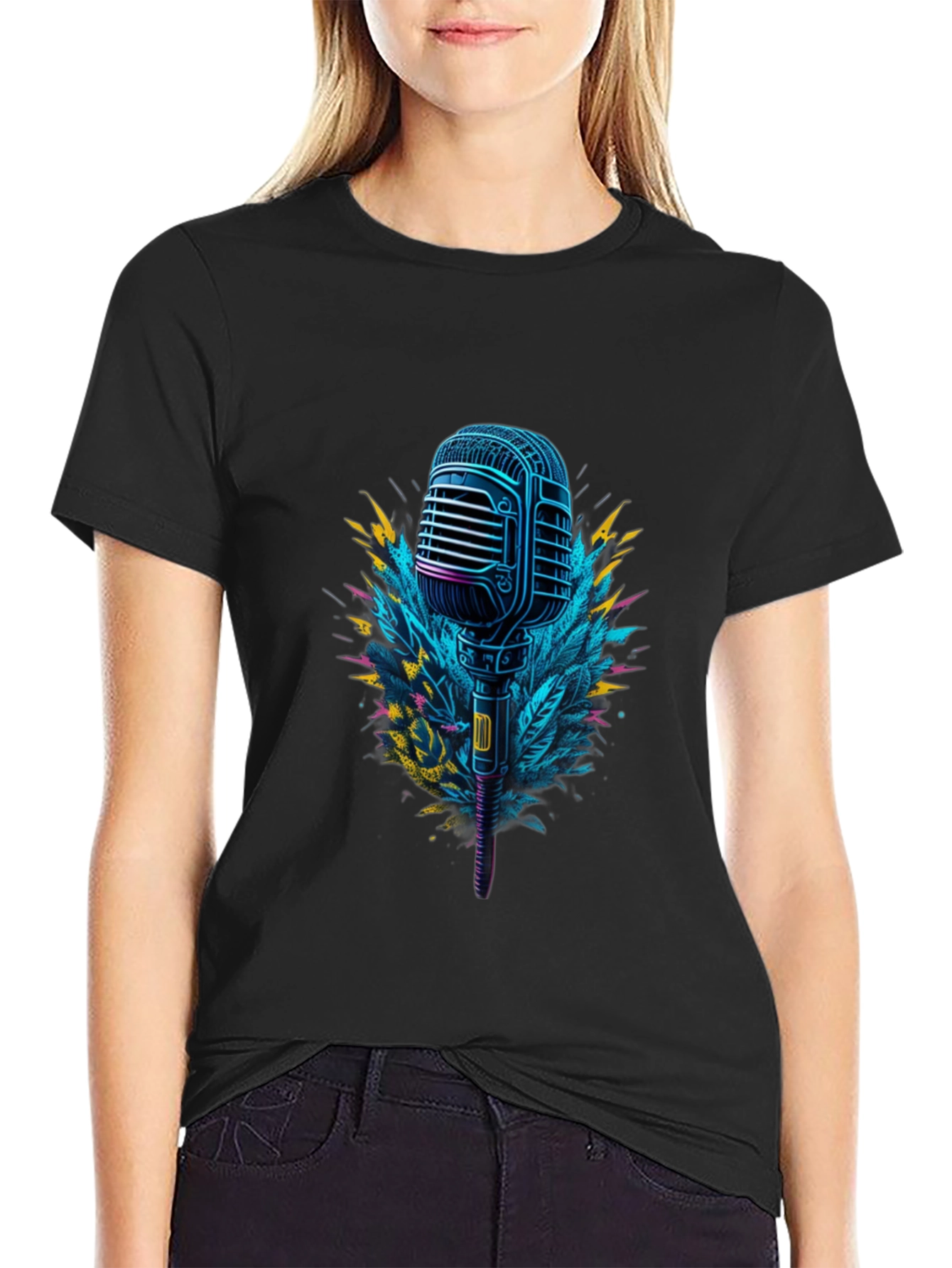 Retro Microphone Graphic Tee - Cool Musician Style