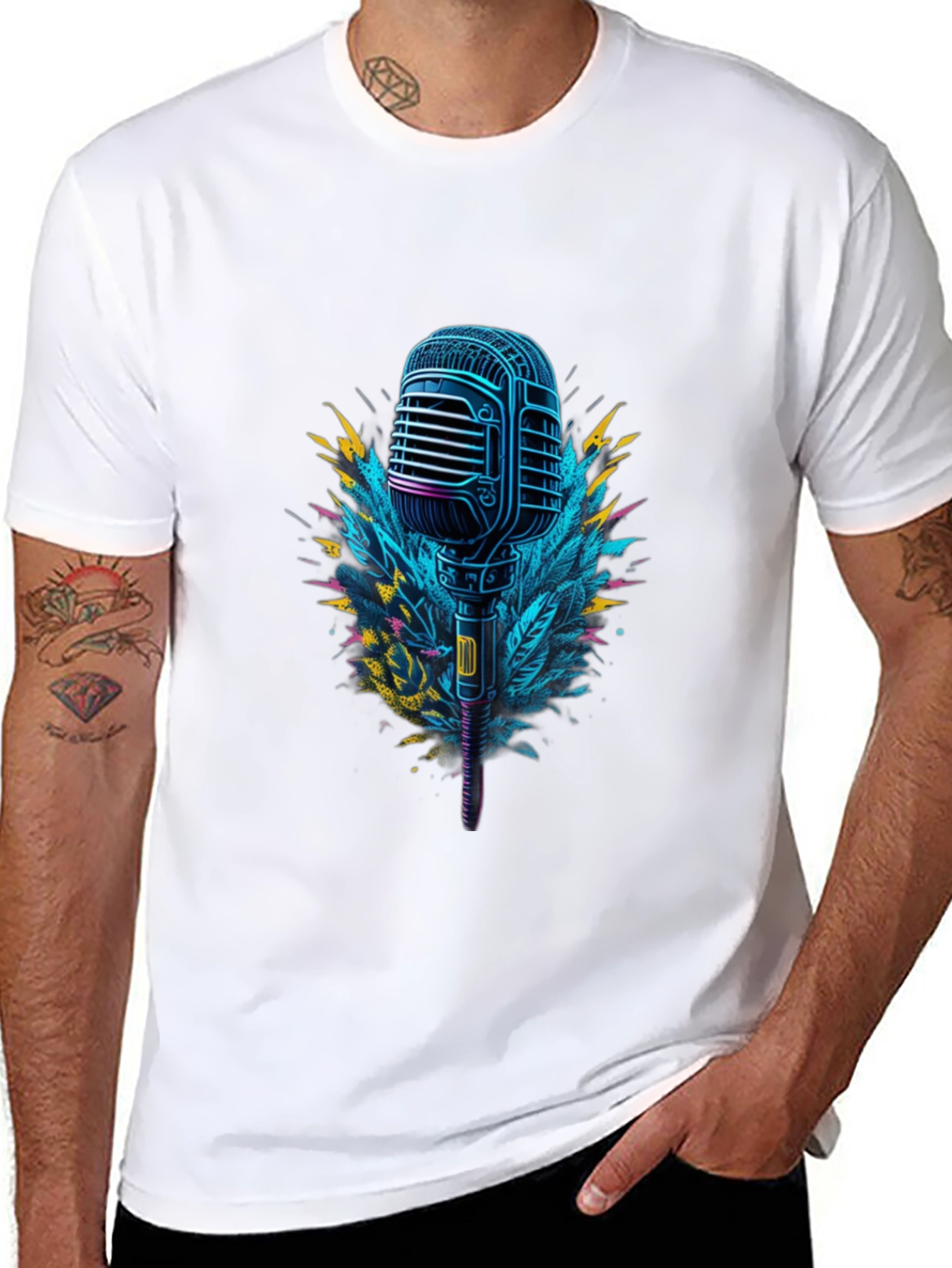 Retro Microphone Graphic Tee - Cool Musician Style