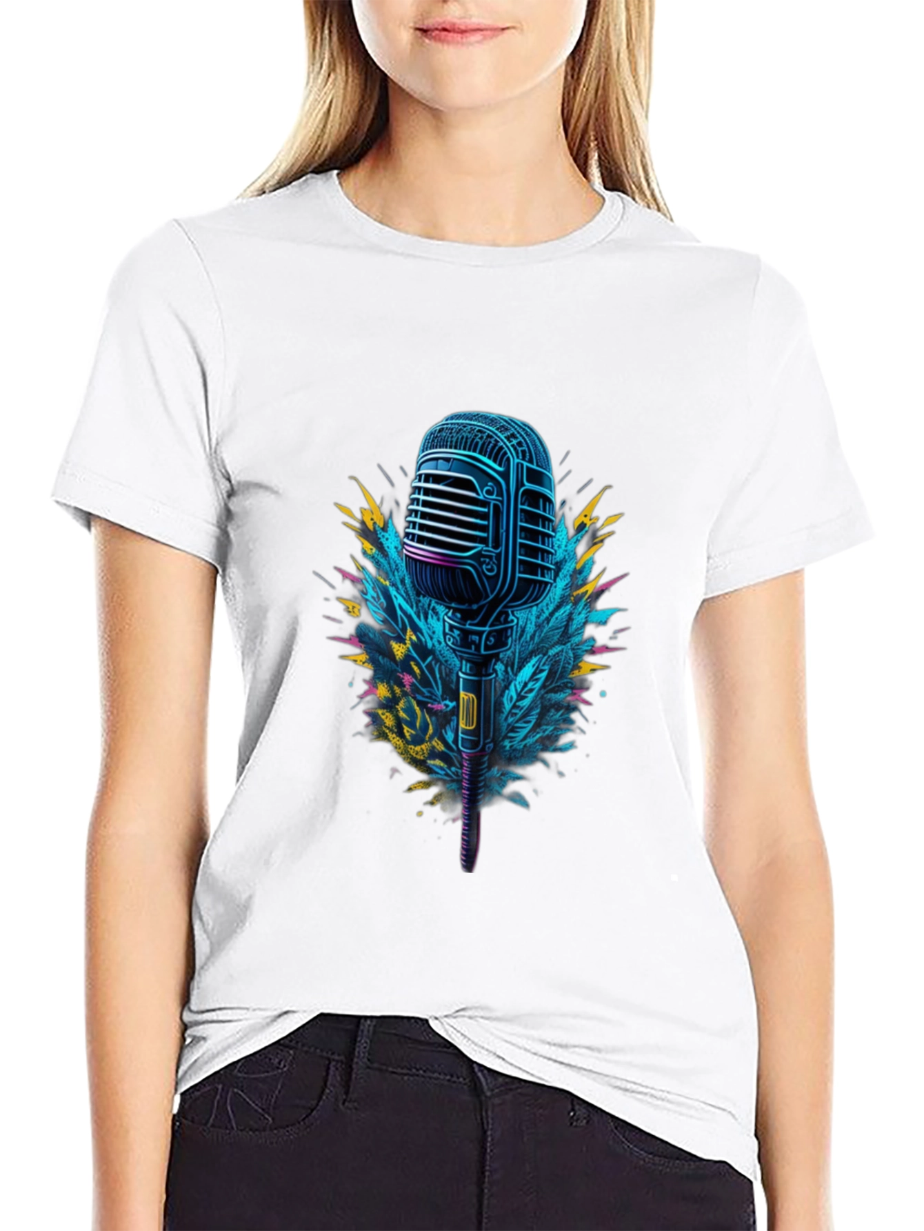 Retro Microphone Graphic Tee - Cool Musician Style