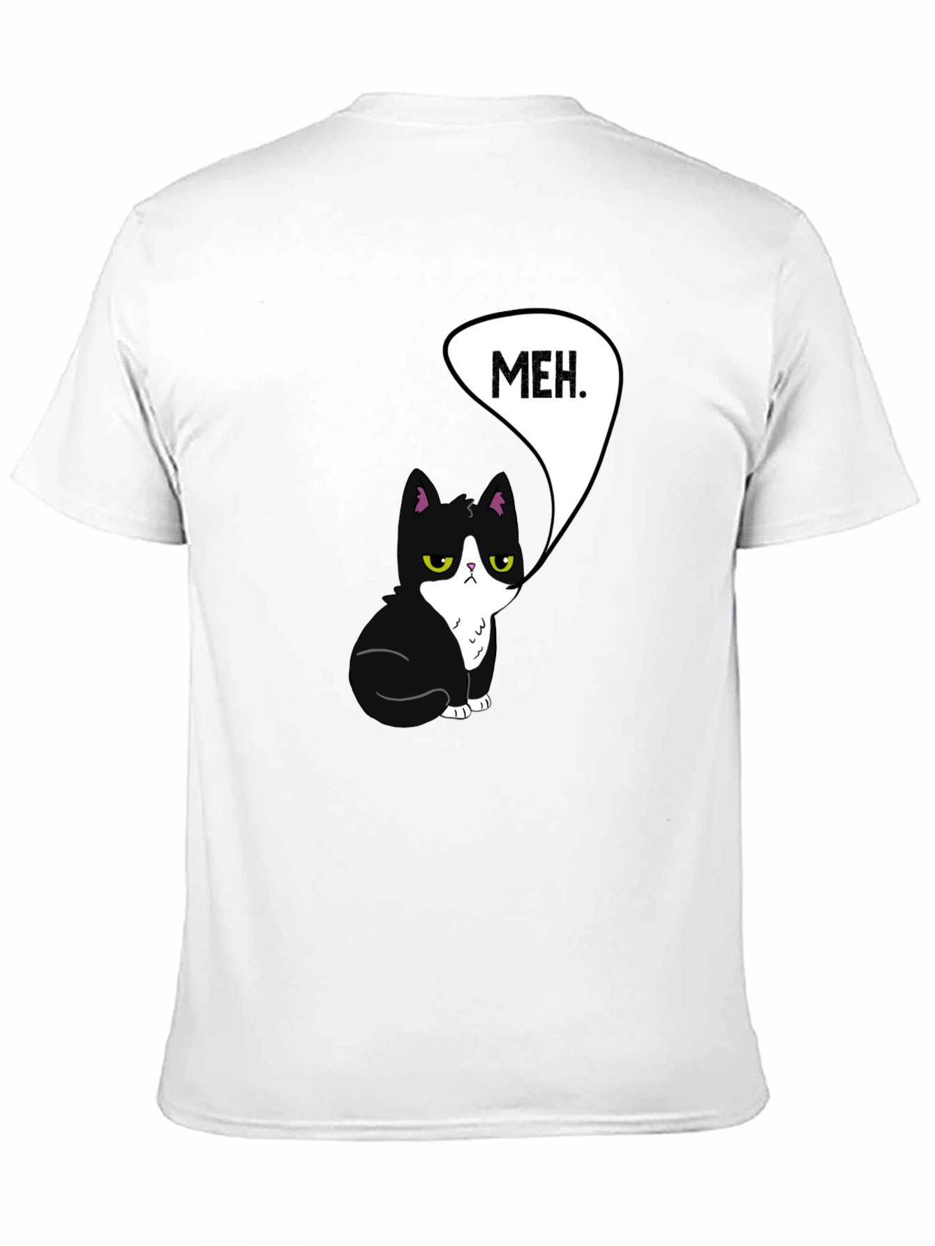 Meh Cat Graphic Tee - Black Cotton T-Shirt