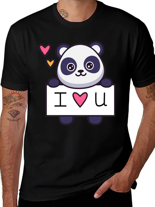 I Love You Panda Graphic Tee - Cute Valentines Shirt