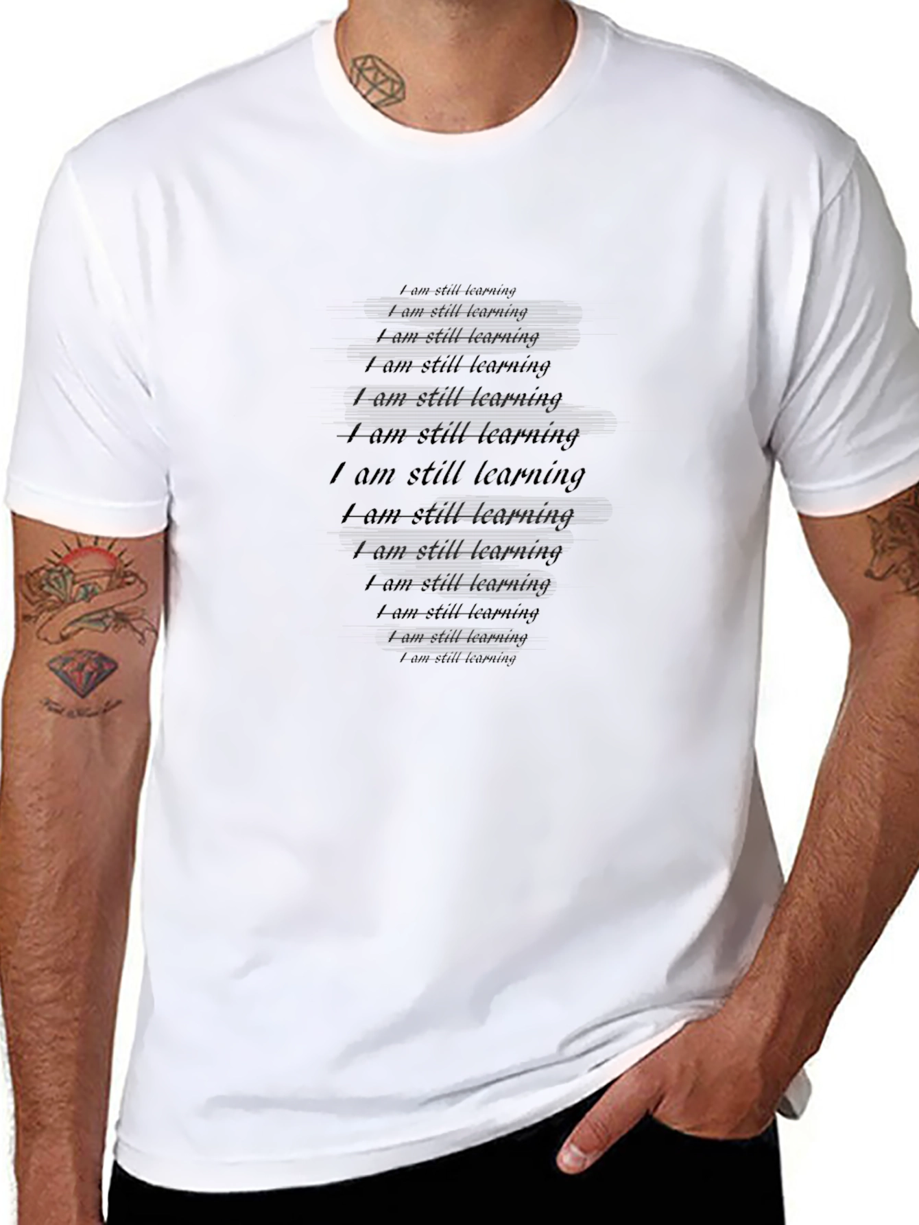 I am still learning mens black T-shirt