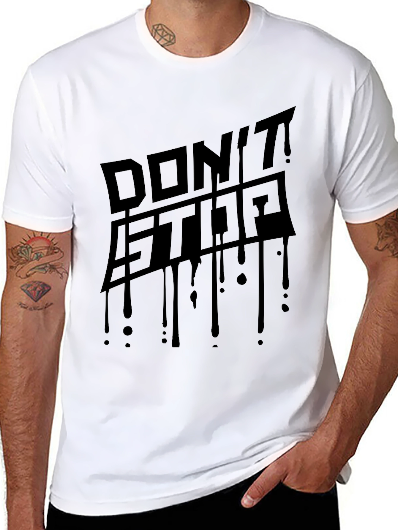 Mens Black Dont Stop Graphic Tee