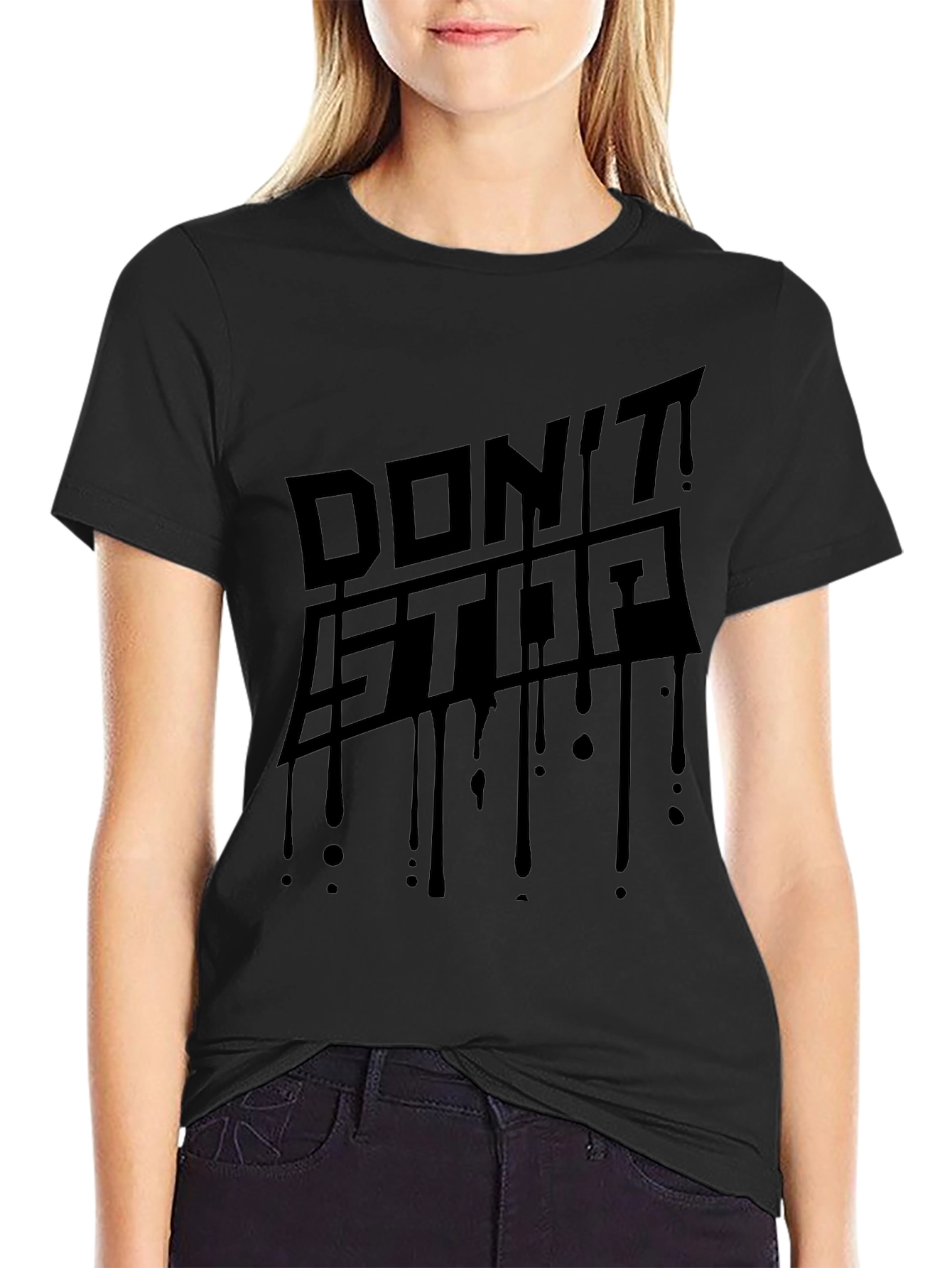 Mens Black Dont Stop Graphic Tee