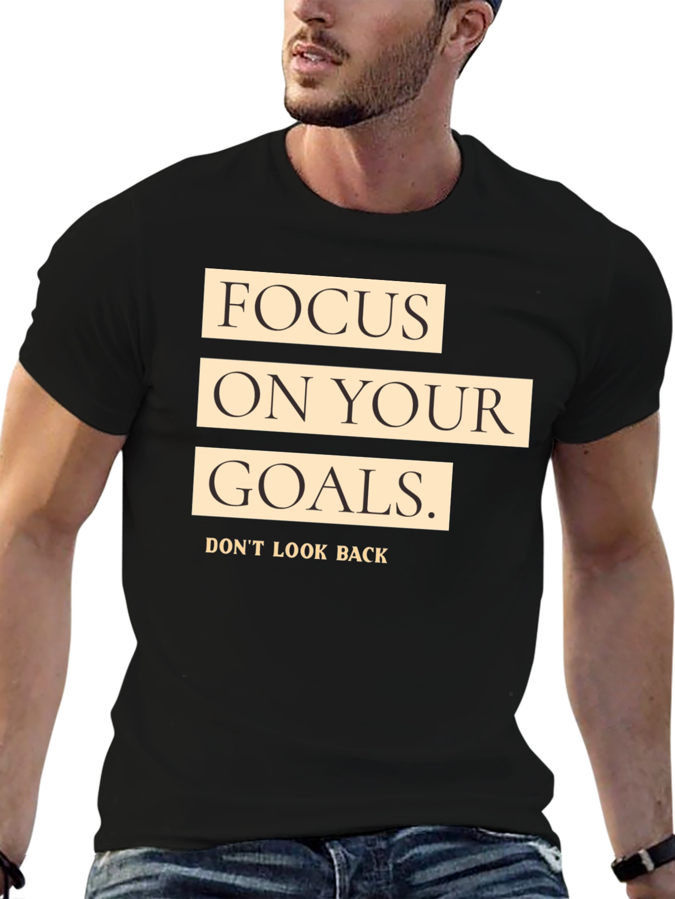 Focus on Your Goals Black Graphic T-Shirt