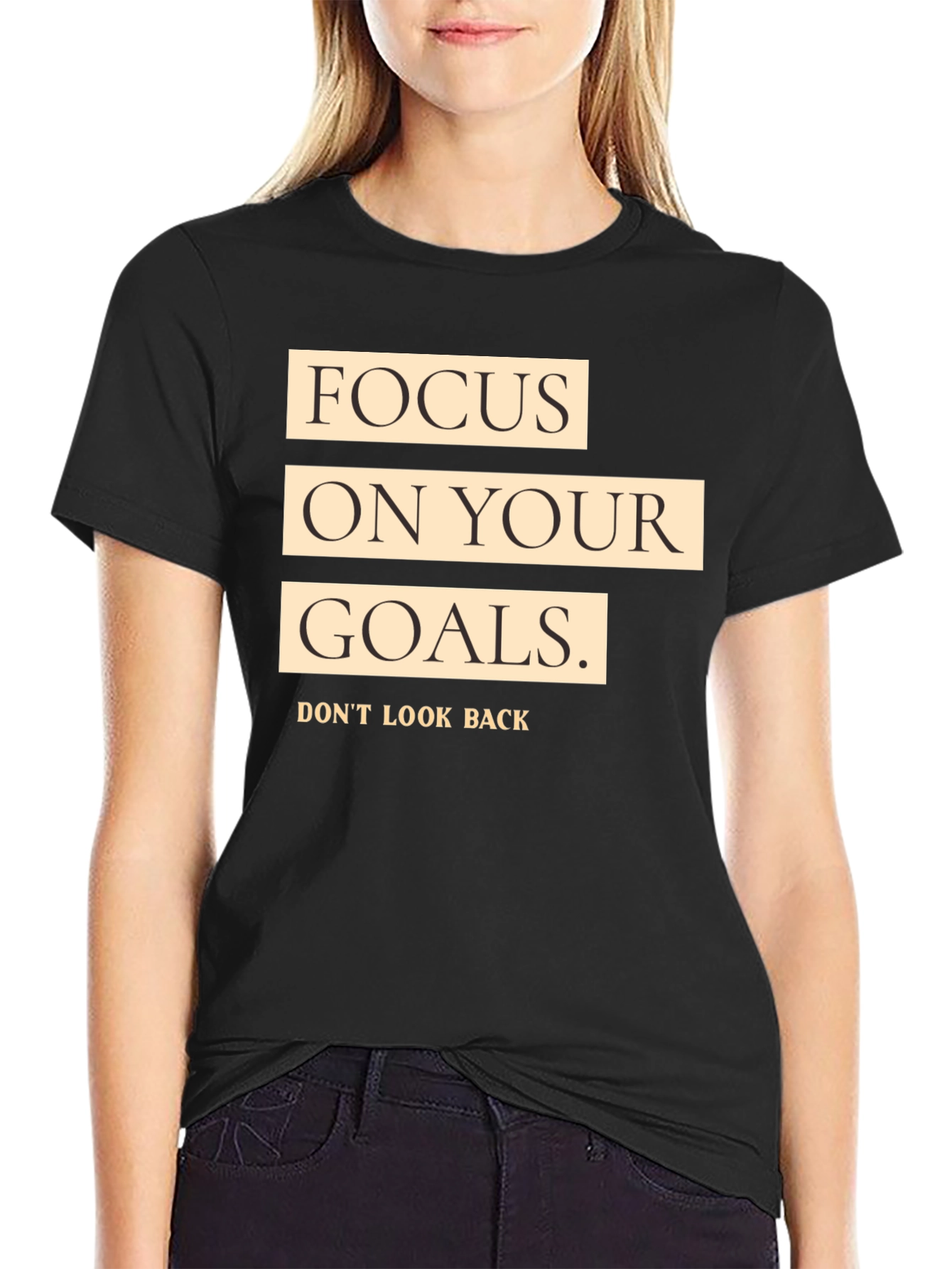 Focus on Your Goals Black Graphic T-Shirt