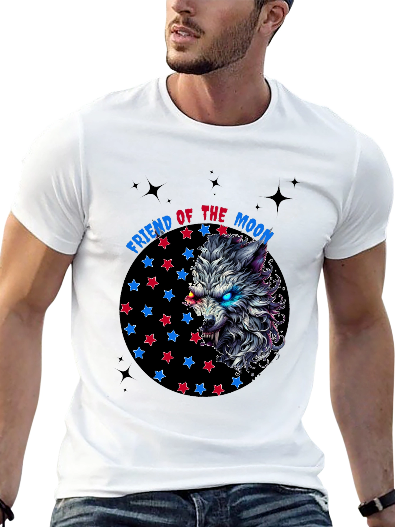 Friend of the Moon Wolf Graphic T-Shirt