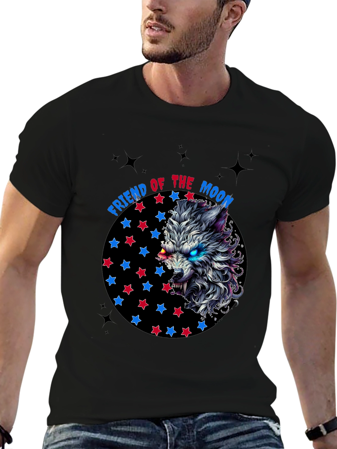Friend of the Moon Wolf Graphic T-Shirt