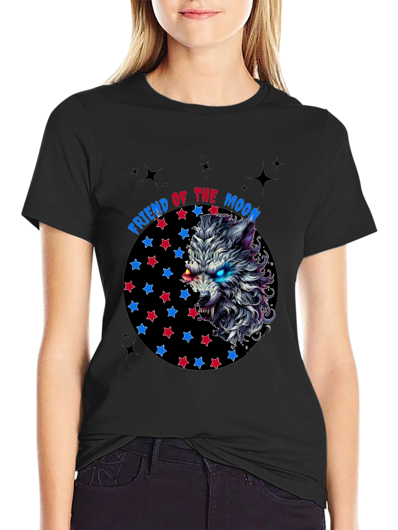 Friend of the Moon Wolf Graphic T-Shirt