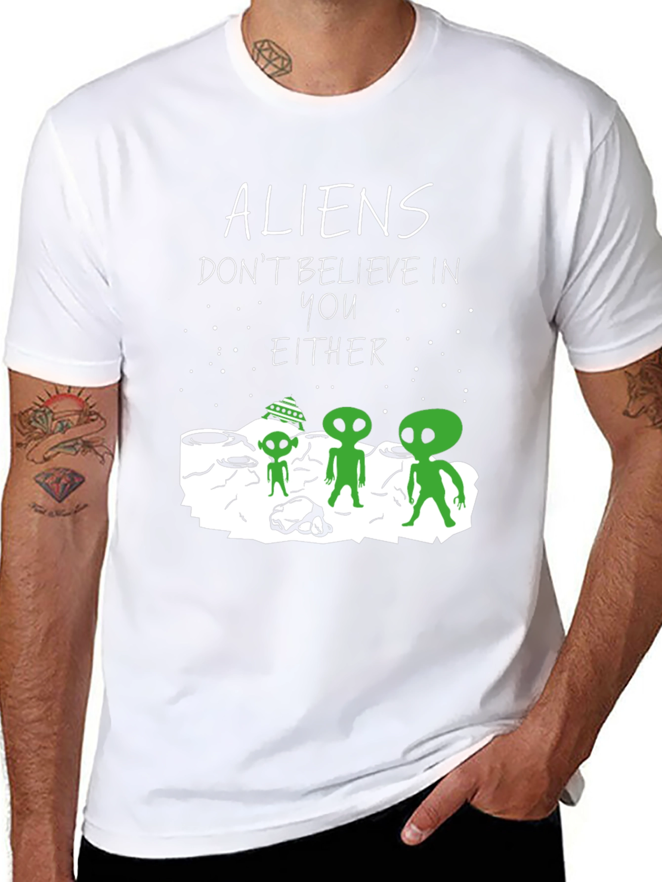 Aliens Dont Believe In You Either Graphic Tee