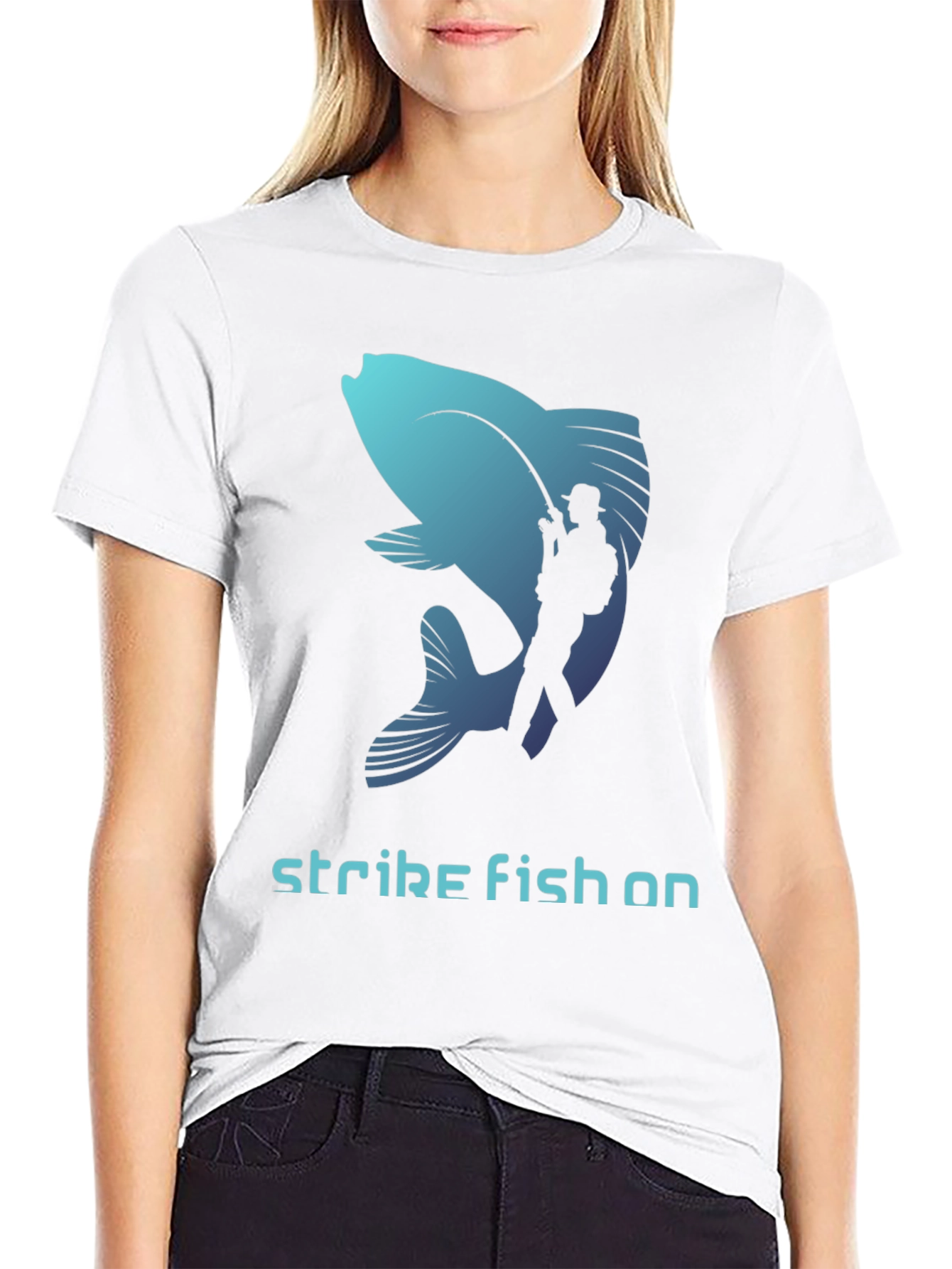 Strike Fish On T-Shirt - Fishing Lover Tee