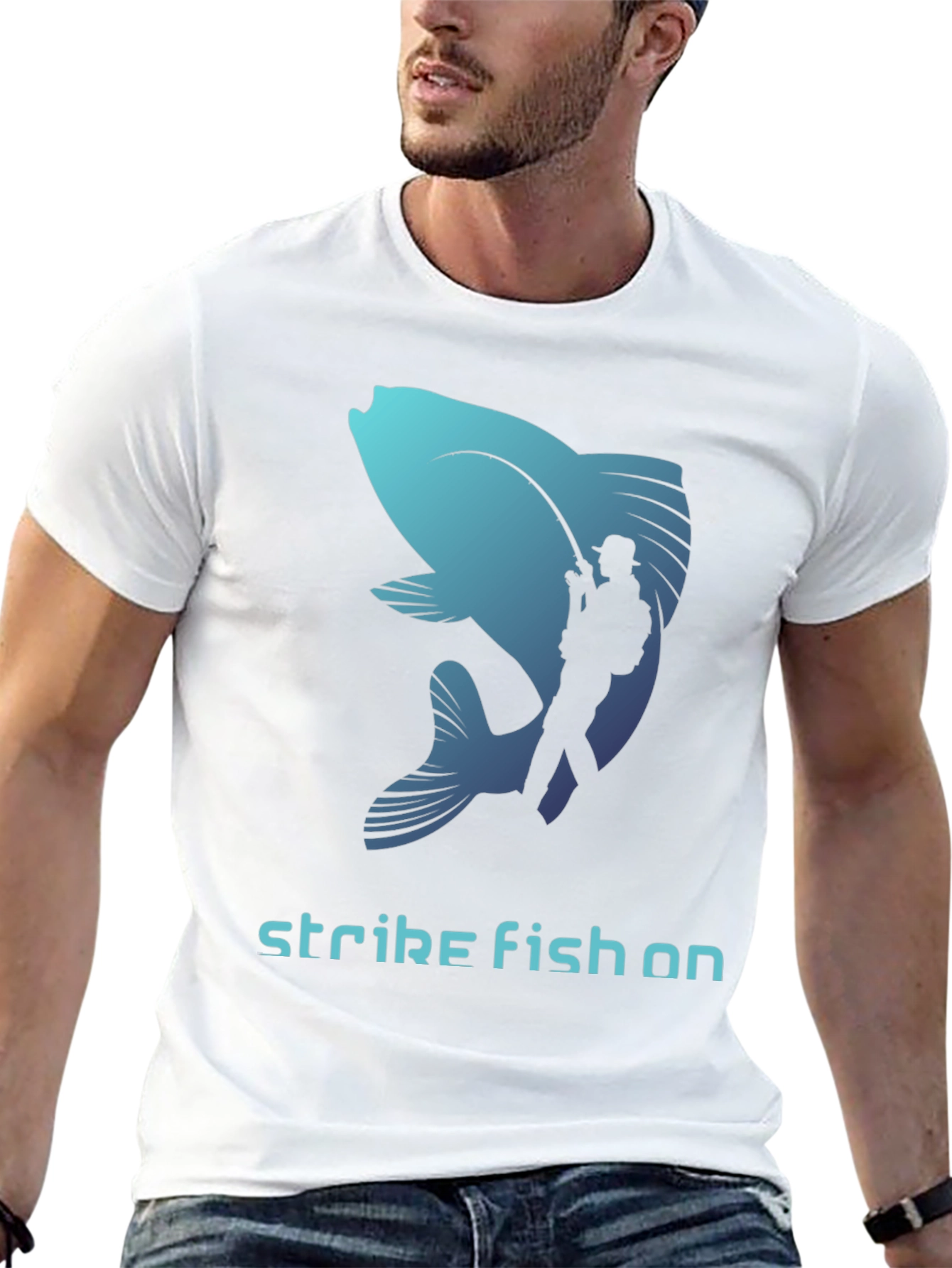Strike Fish On T-Shirt - Fishing Lover Tee