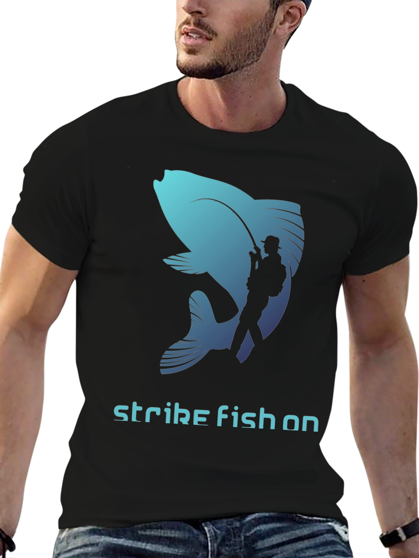 Strike Fish On T-Shirt - Fishing Lover Tee