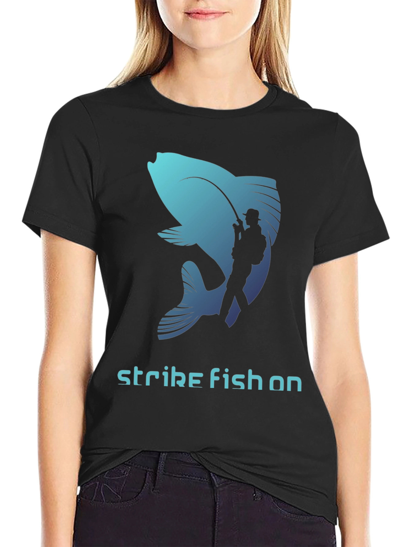 Strike Fish On T-Shirt - Fishing Lover Tee
