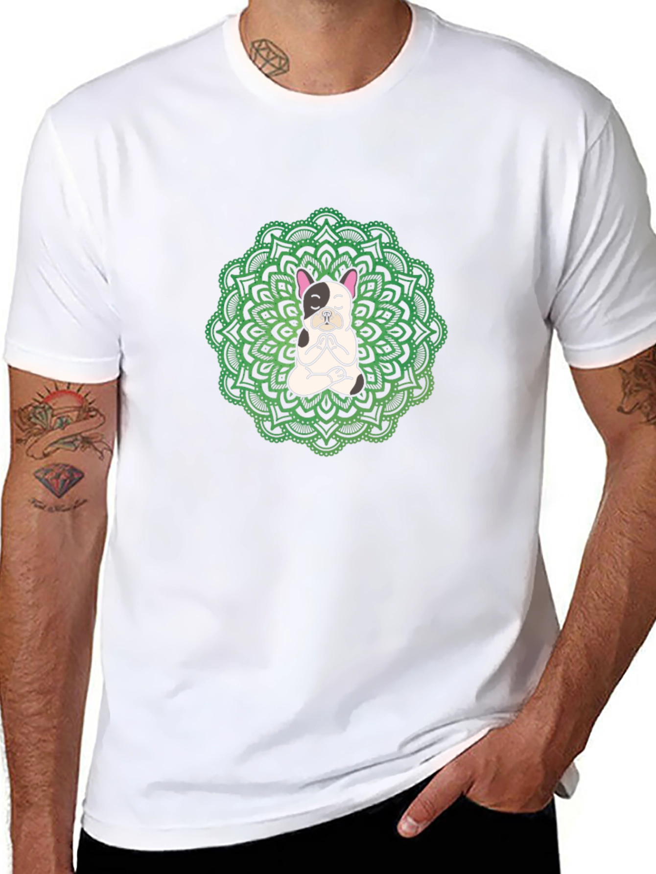 Yoga Dog Mandala Black T-Shirt