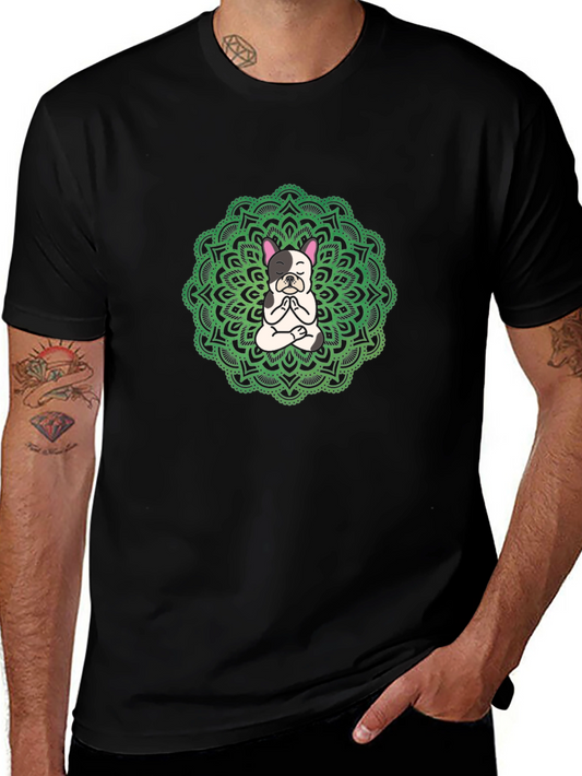 Yoga Dog Mandala Black T-Shirt