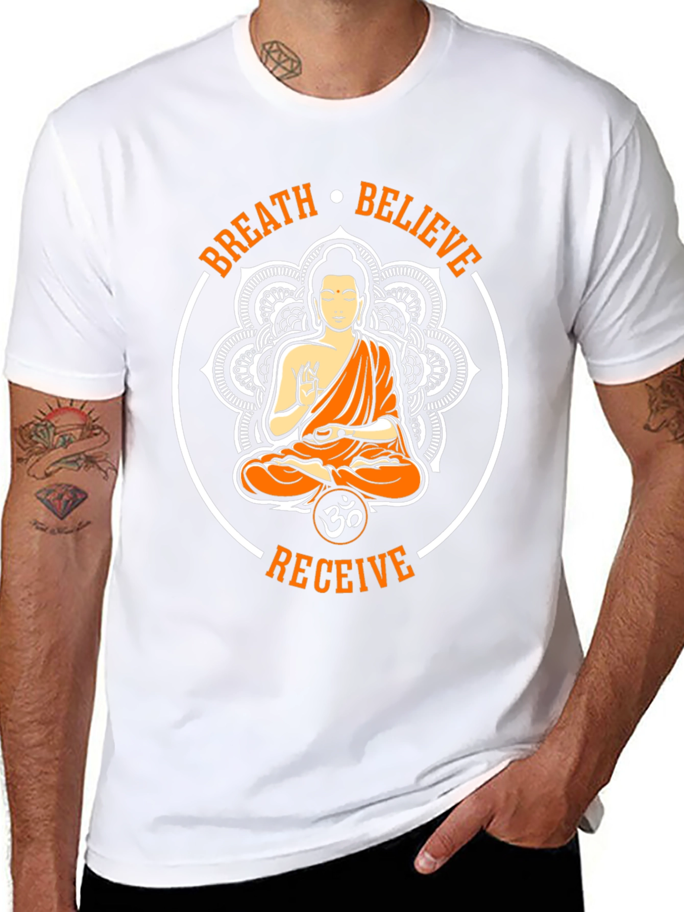 Breath Believe Receive Buddha Graphic T-Shirt