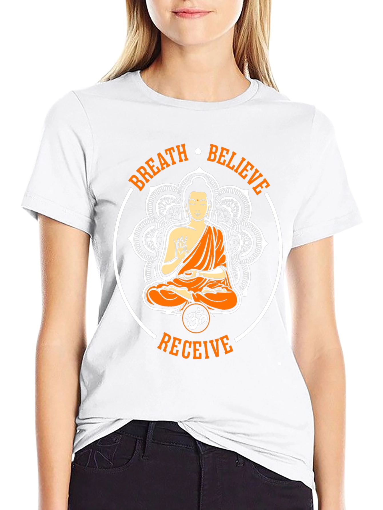 Breath Believe Receive Buddha Graphic T-Shirt