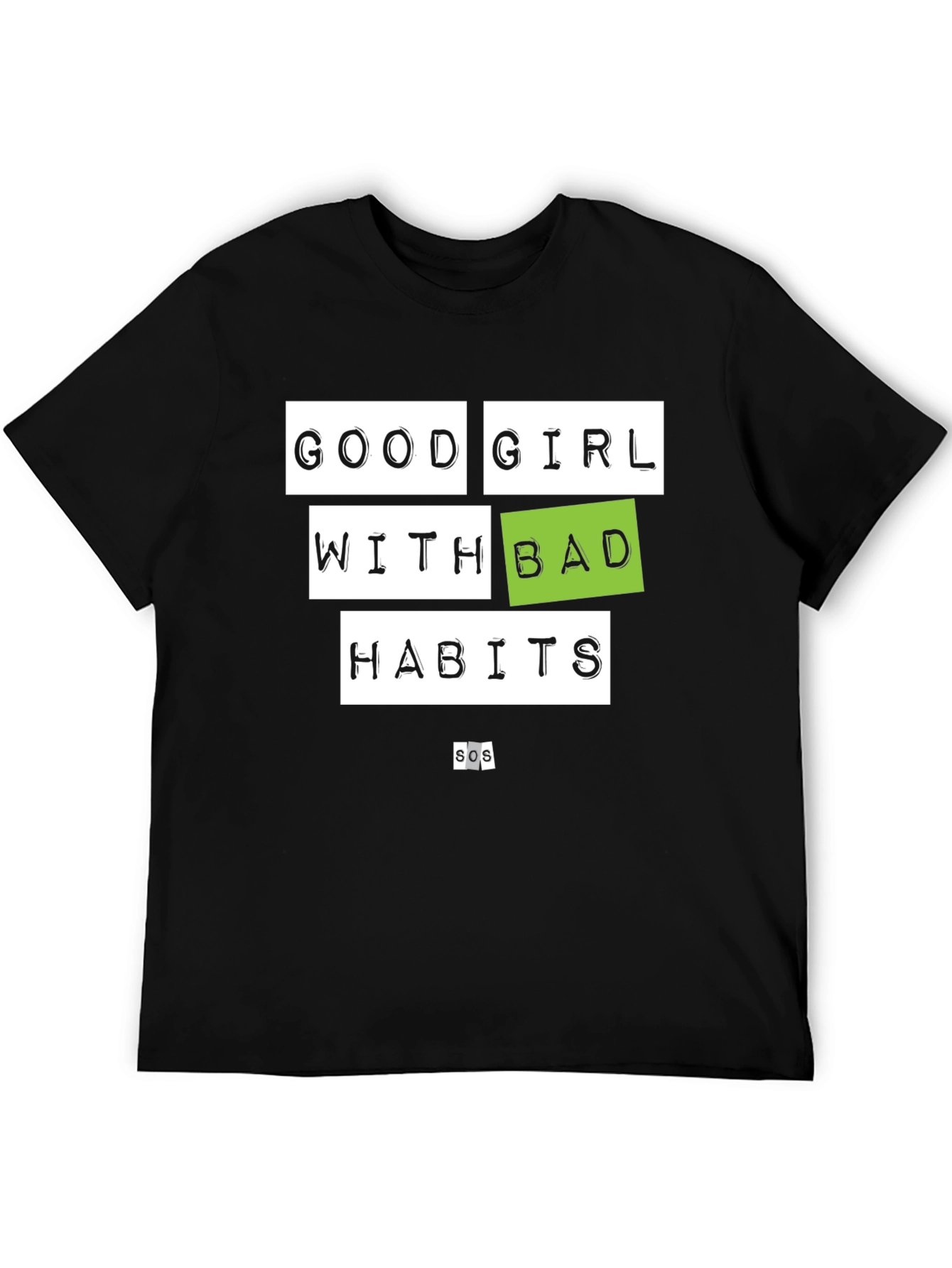Good Girl Bad Habits Black Graphic T-Shirt