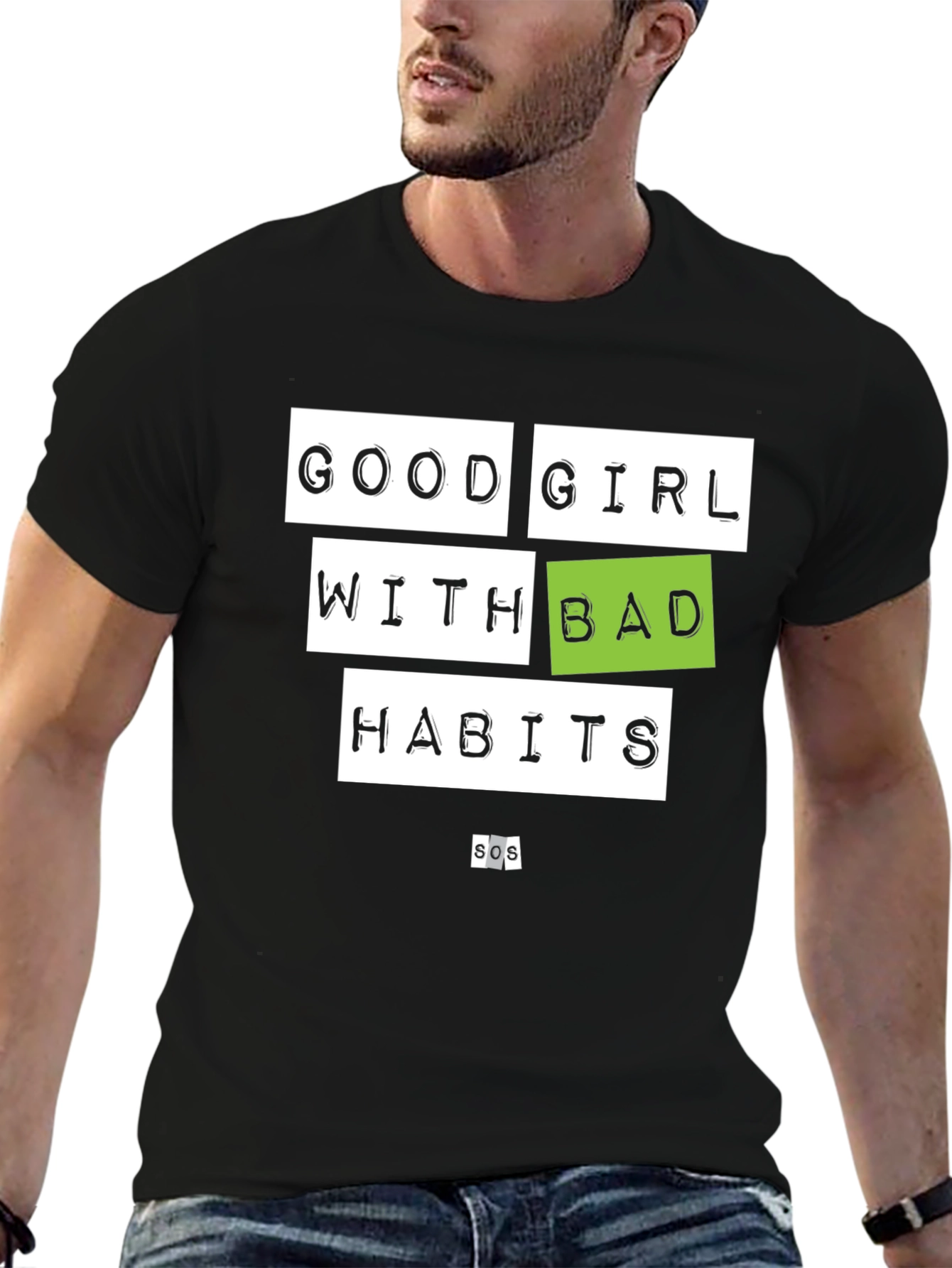 Good Girl Bad Habits Black Graphic T-Shirt