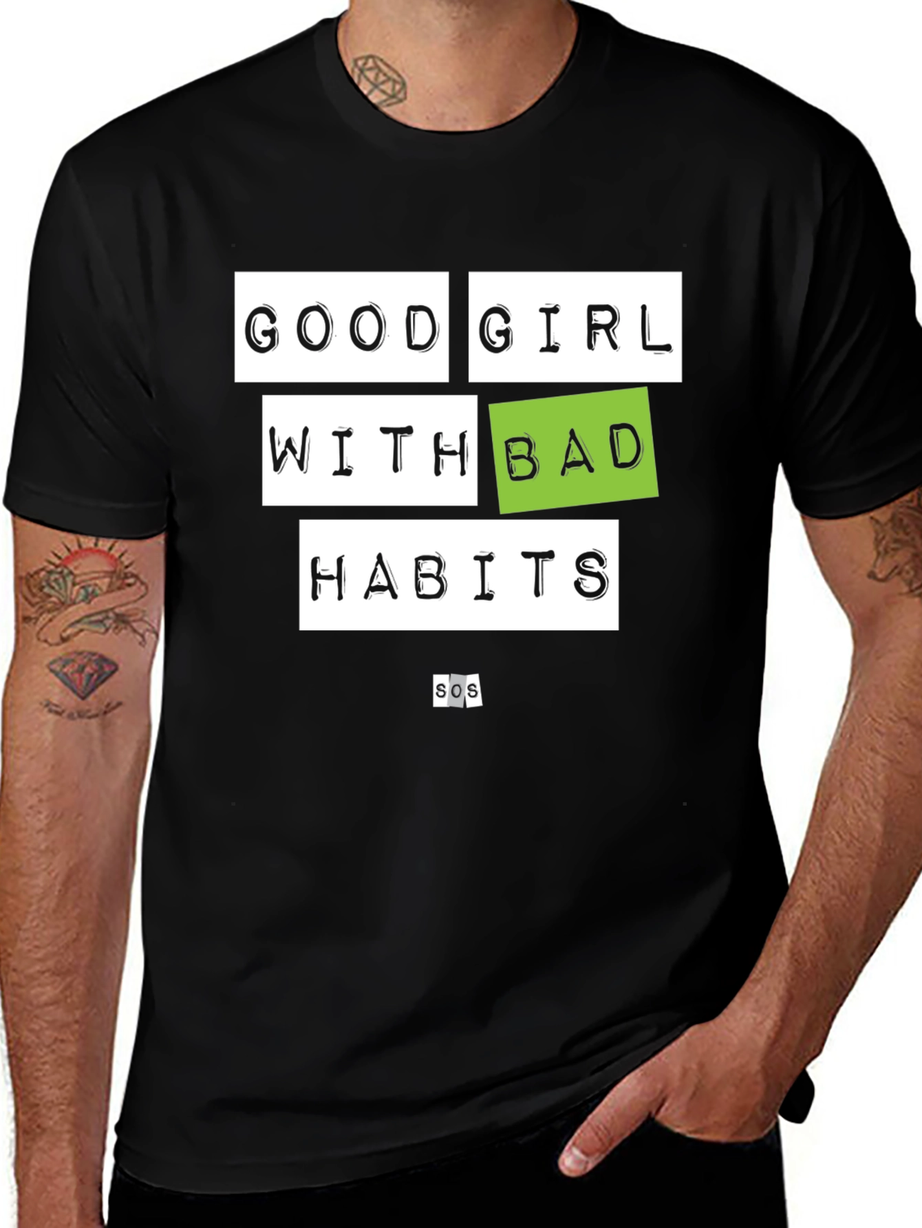 Good Girl Bad Habits Black Graphic T-Shirt