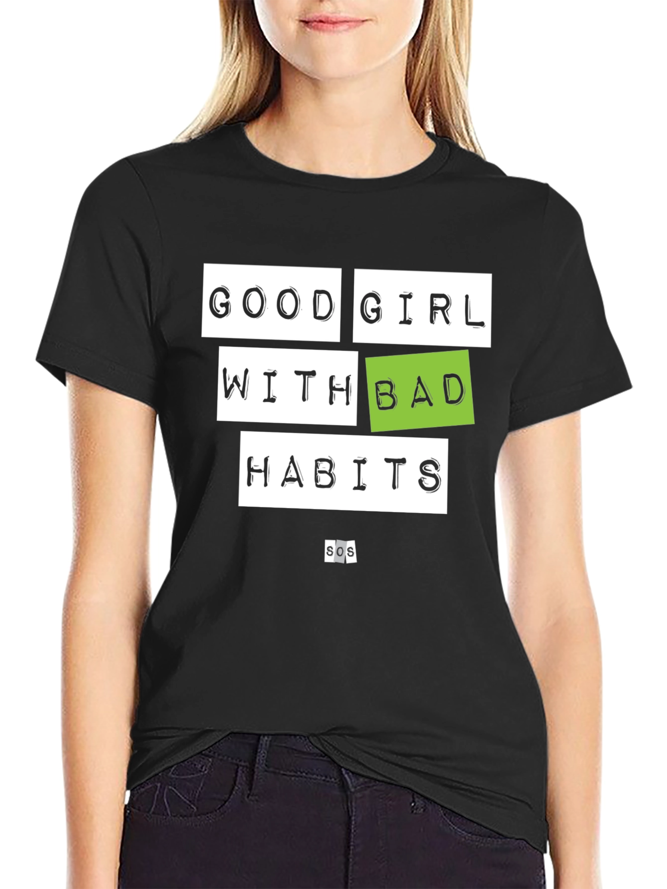 Good Girl Bad Habits Black Graphic T-Shirt