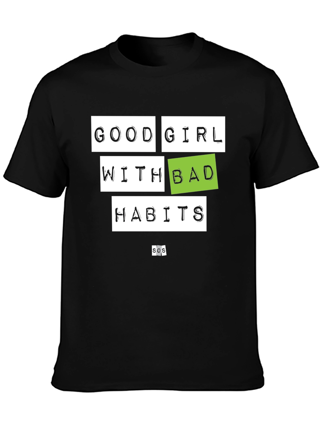 Good Girl Bad Habits Black Graphic T-Shirt
