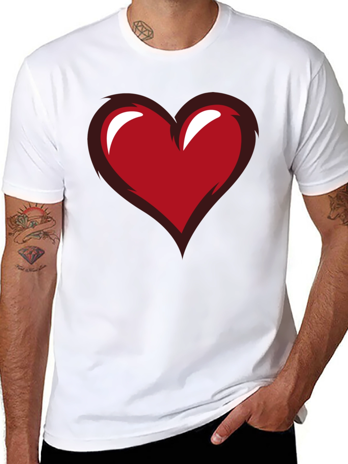 Heart Graphic Black Tee - Stylish Casual Wear