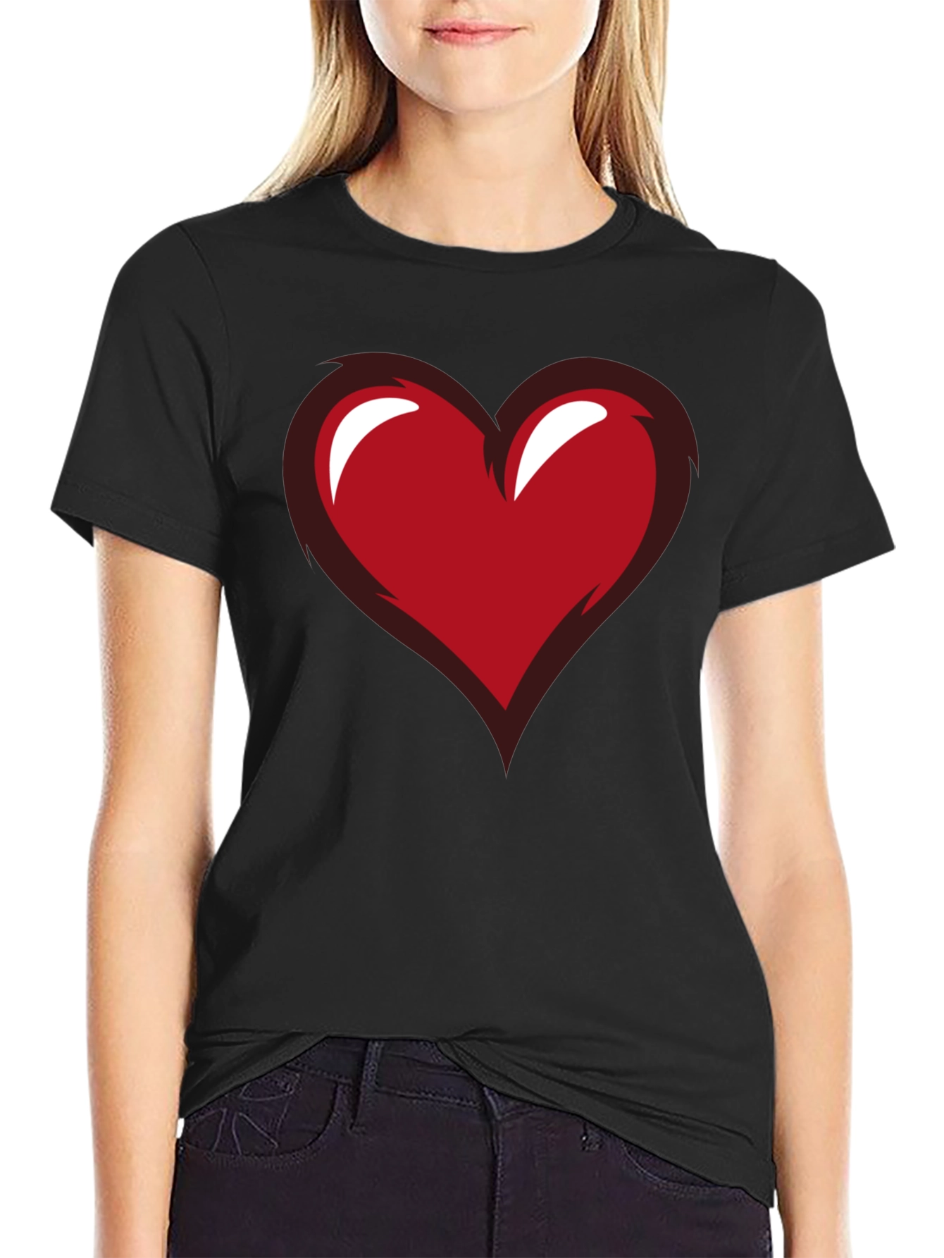 Heart Graphic Black Tee - Stylish Casual Wear