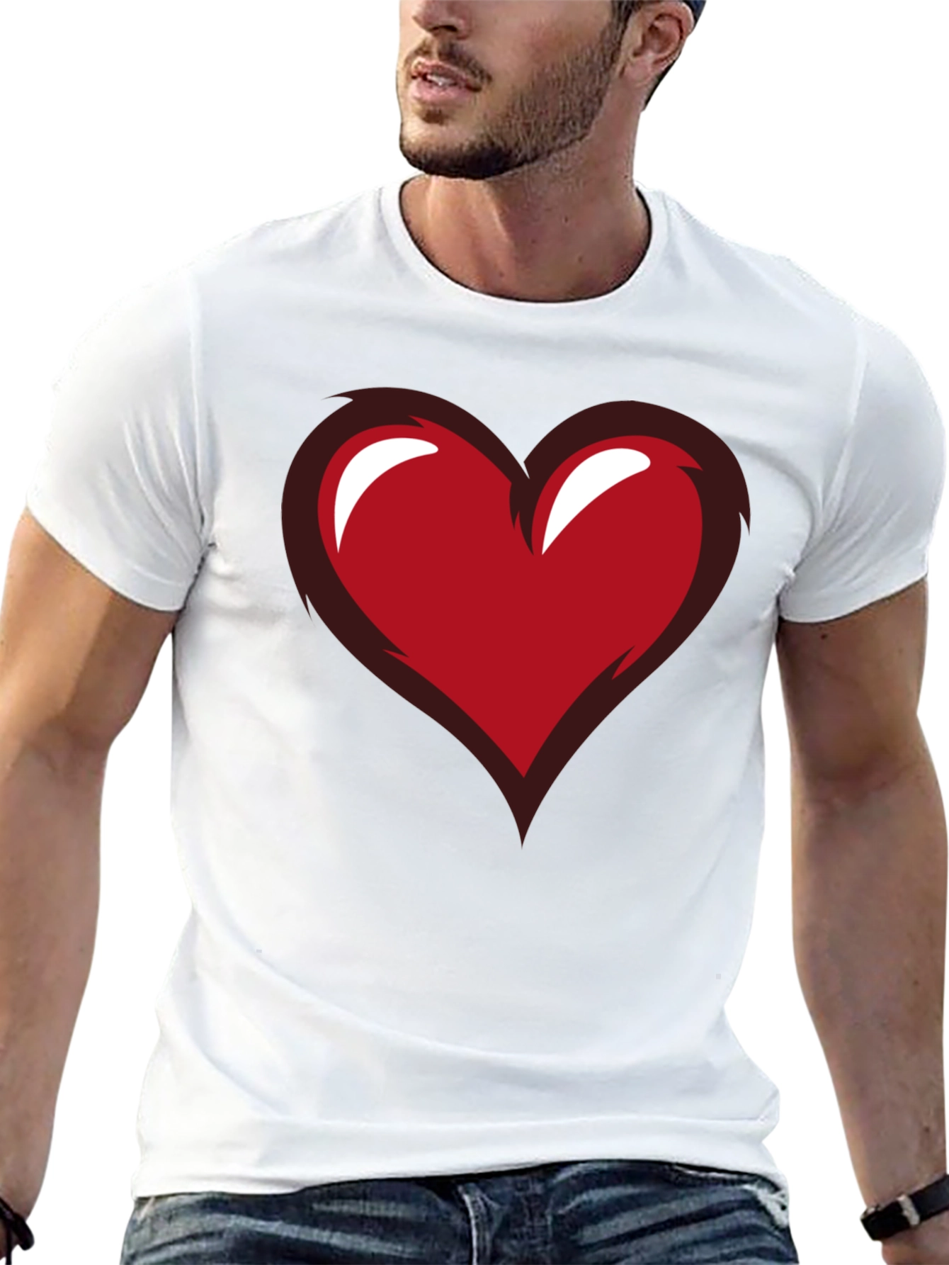 Heart Graphic Black Tee - Stylish Casual Wear