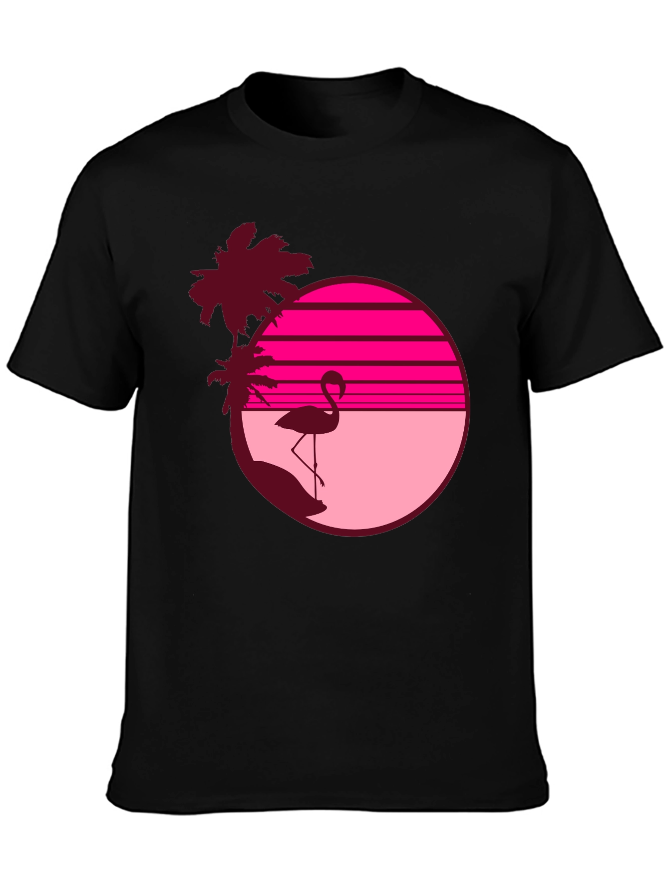 Retro Flamingo T-Shirt - Sunset Beach Design
