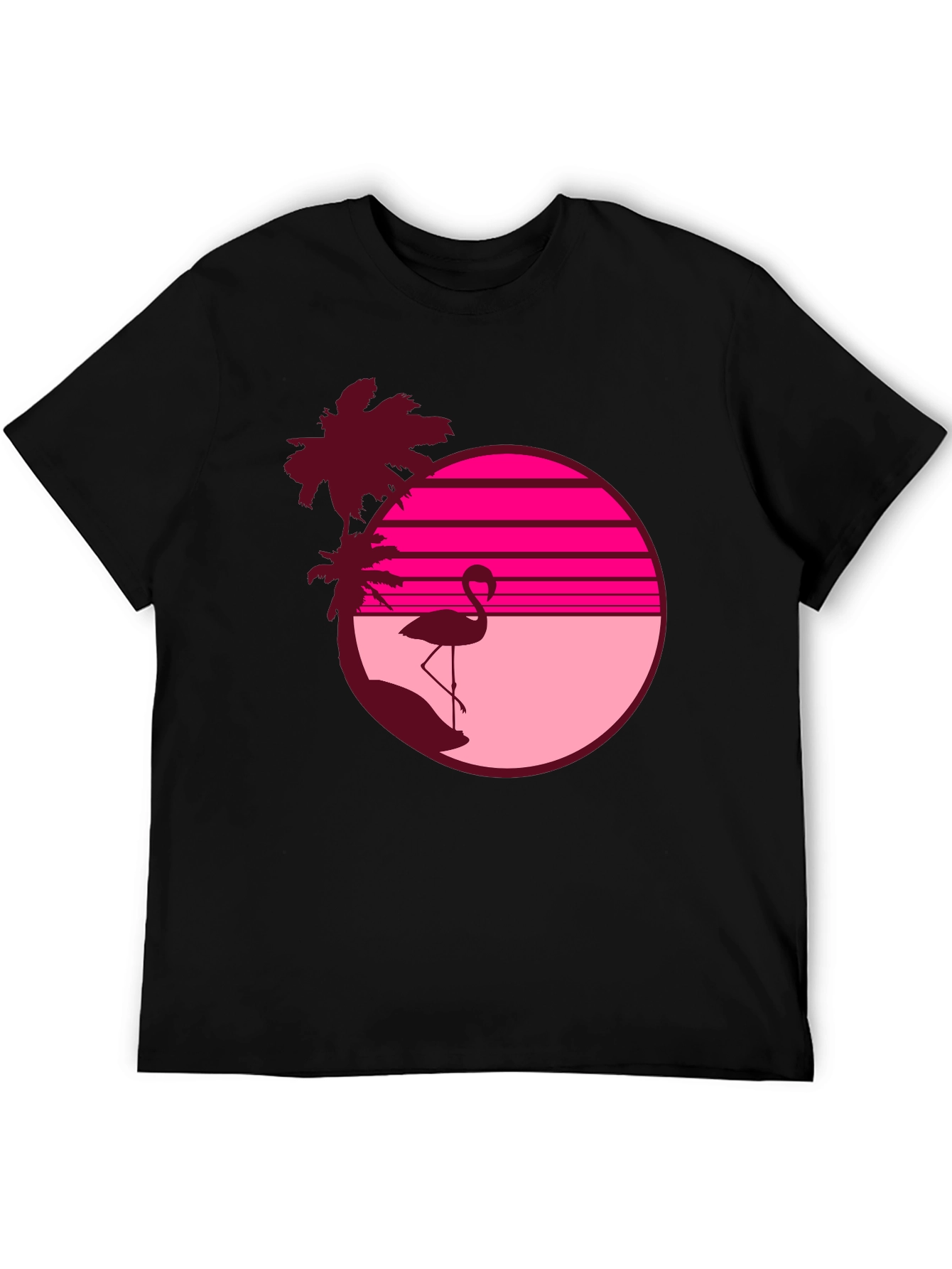 Retro Flamingo T-Shirt - Sunset Beach Design