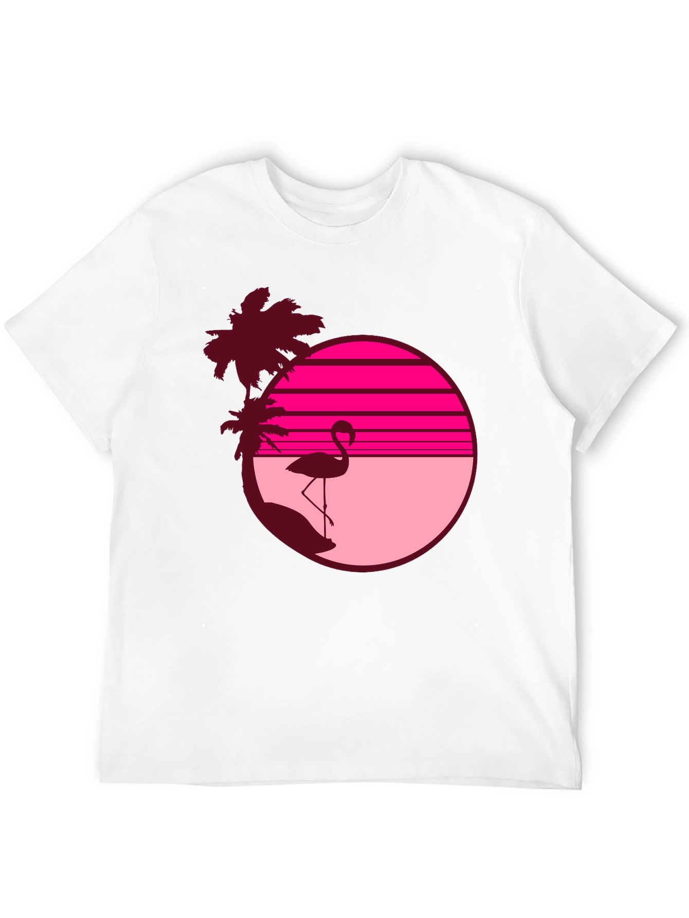 Retro Flamingo T-Shirt - Sunset Beach Design