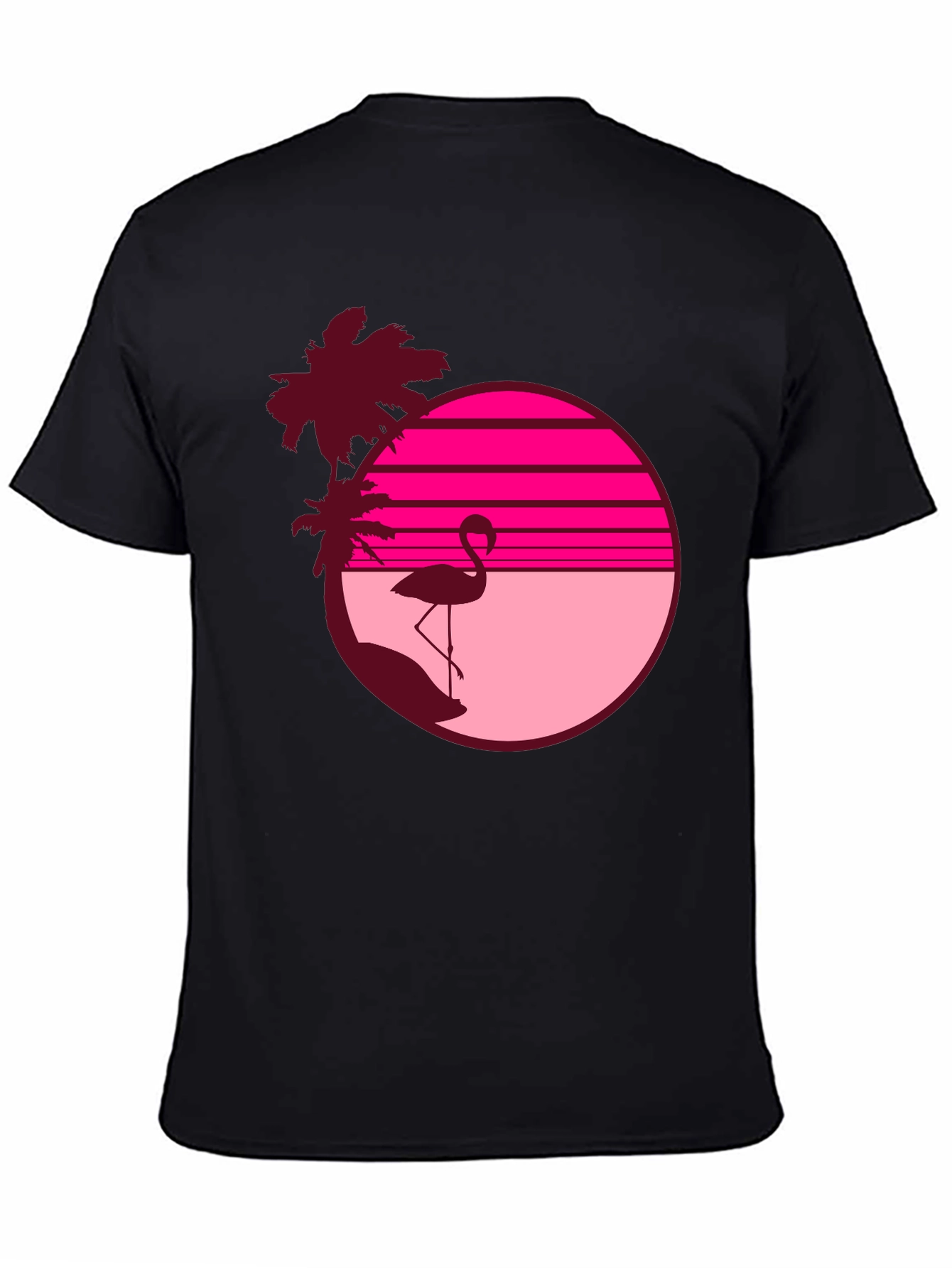 Retro Flamingo T-Shirt - Sunset Beach Design