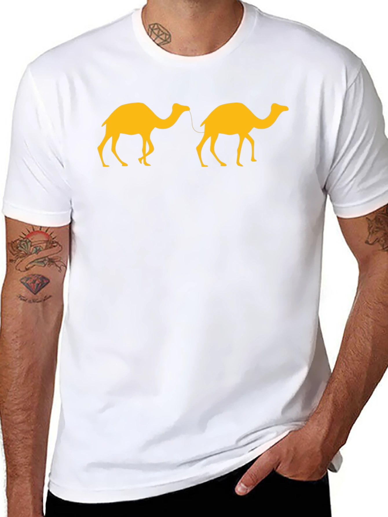Two Camels Graphic Tee - Black Casual T-Shirt