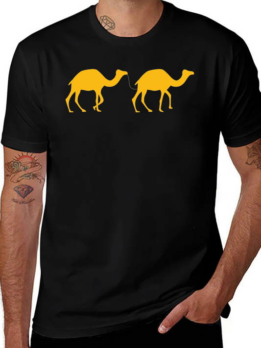 Two Camels Graphic Tee - Black Casual T-Shirt