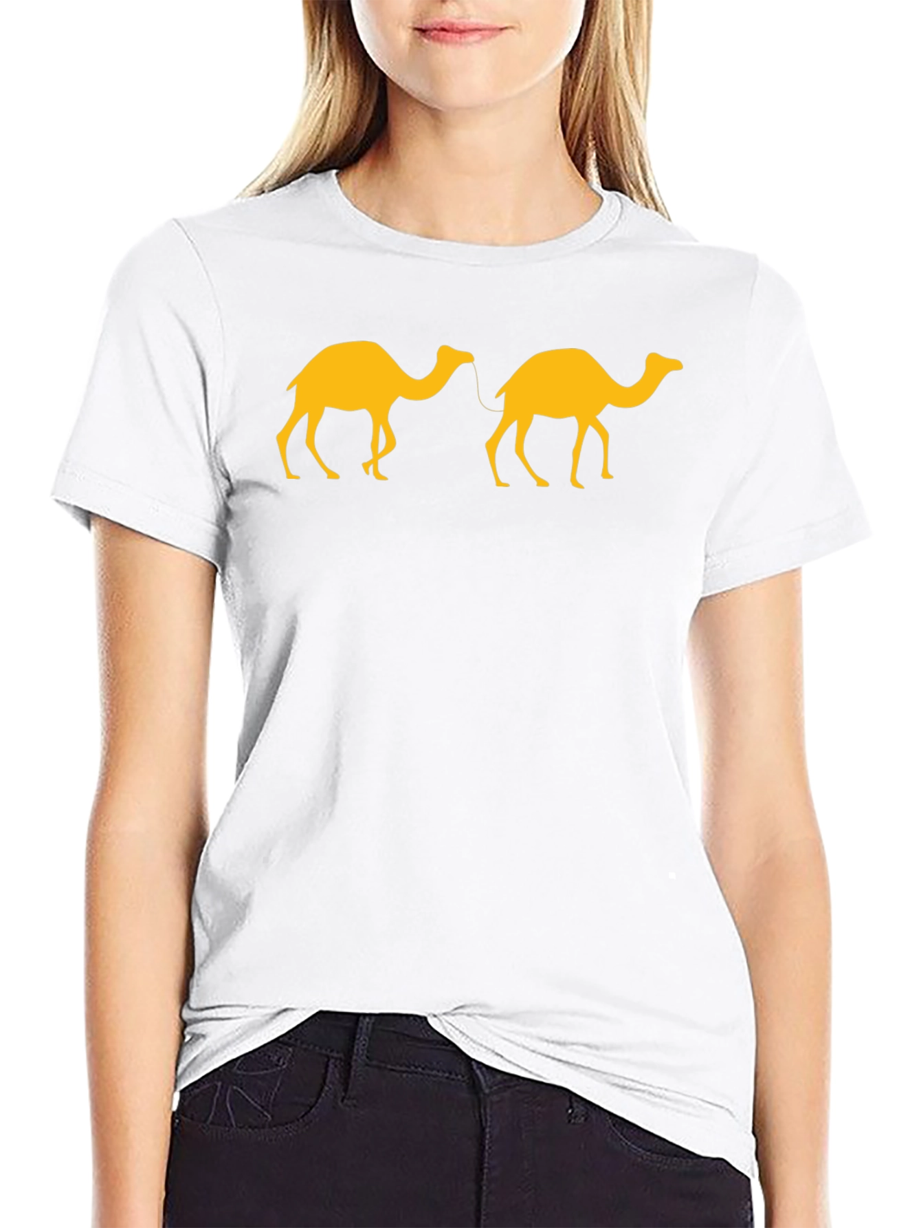 Two Camels Graphic Tee - Black Casual T-Shirt