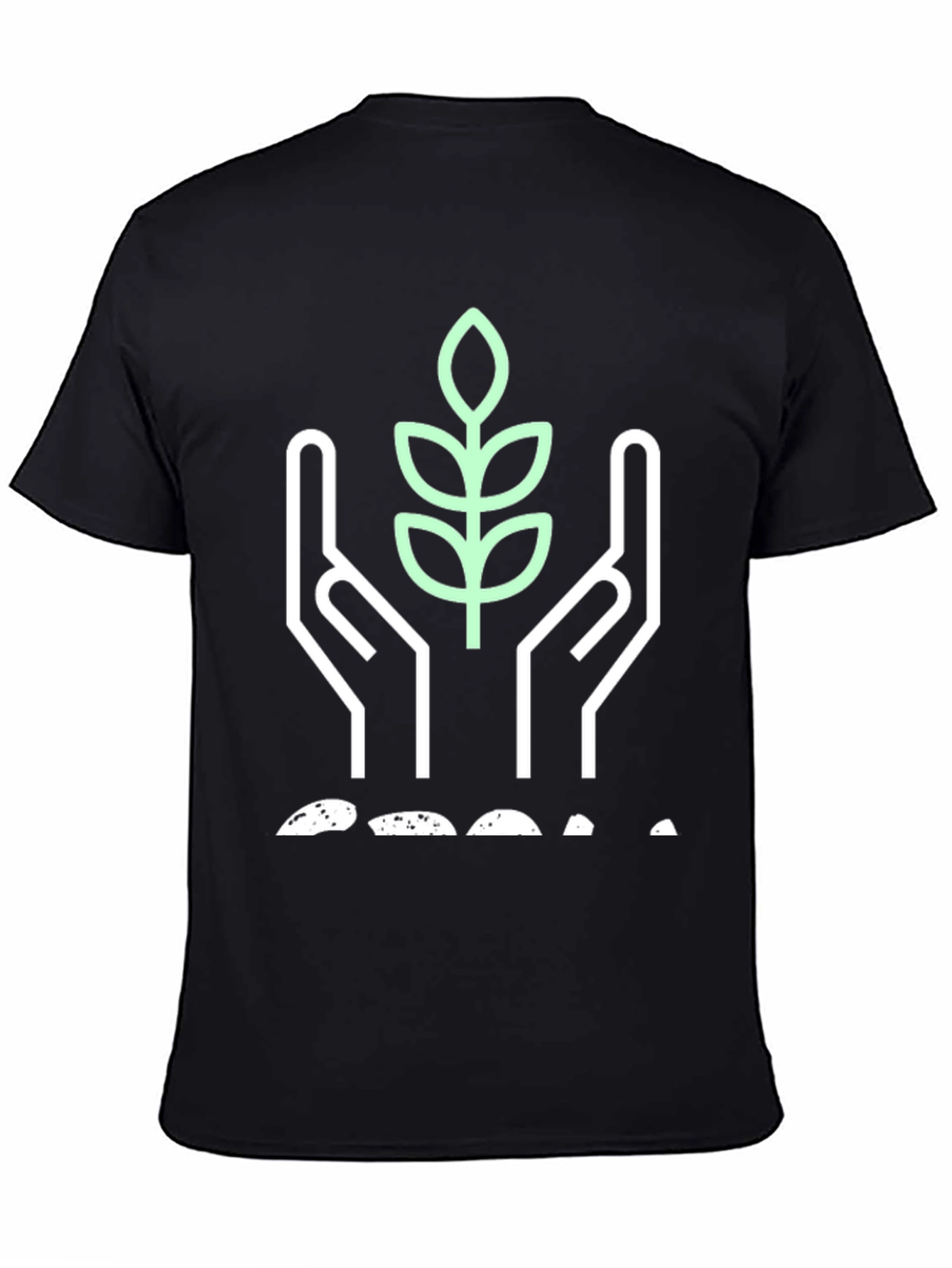 Eco-Friendly Black T-Shirt with Plant Graphic