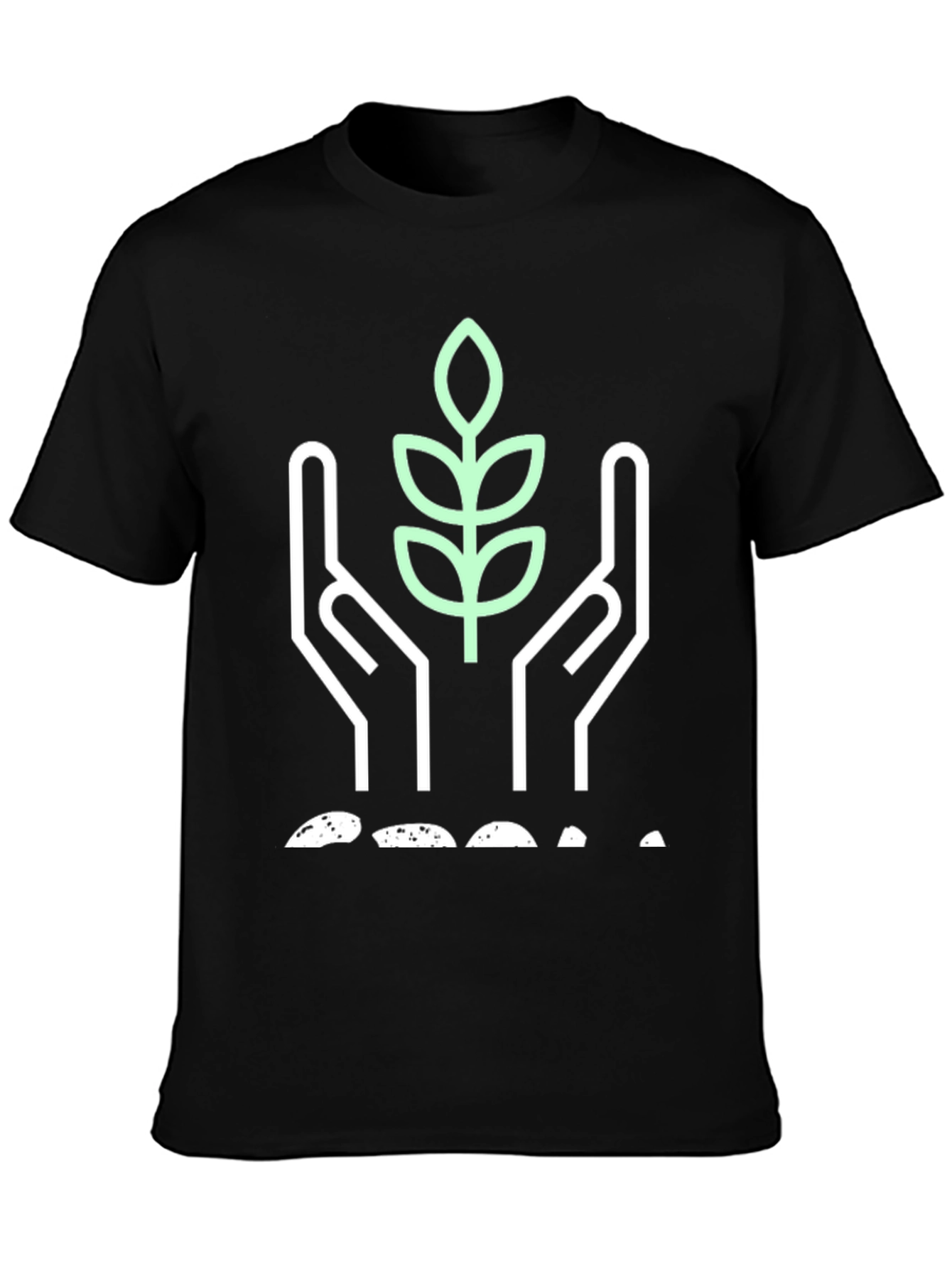 Eco-Friendly Black T-Shirt with Plant Graphic