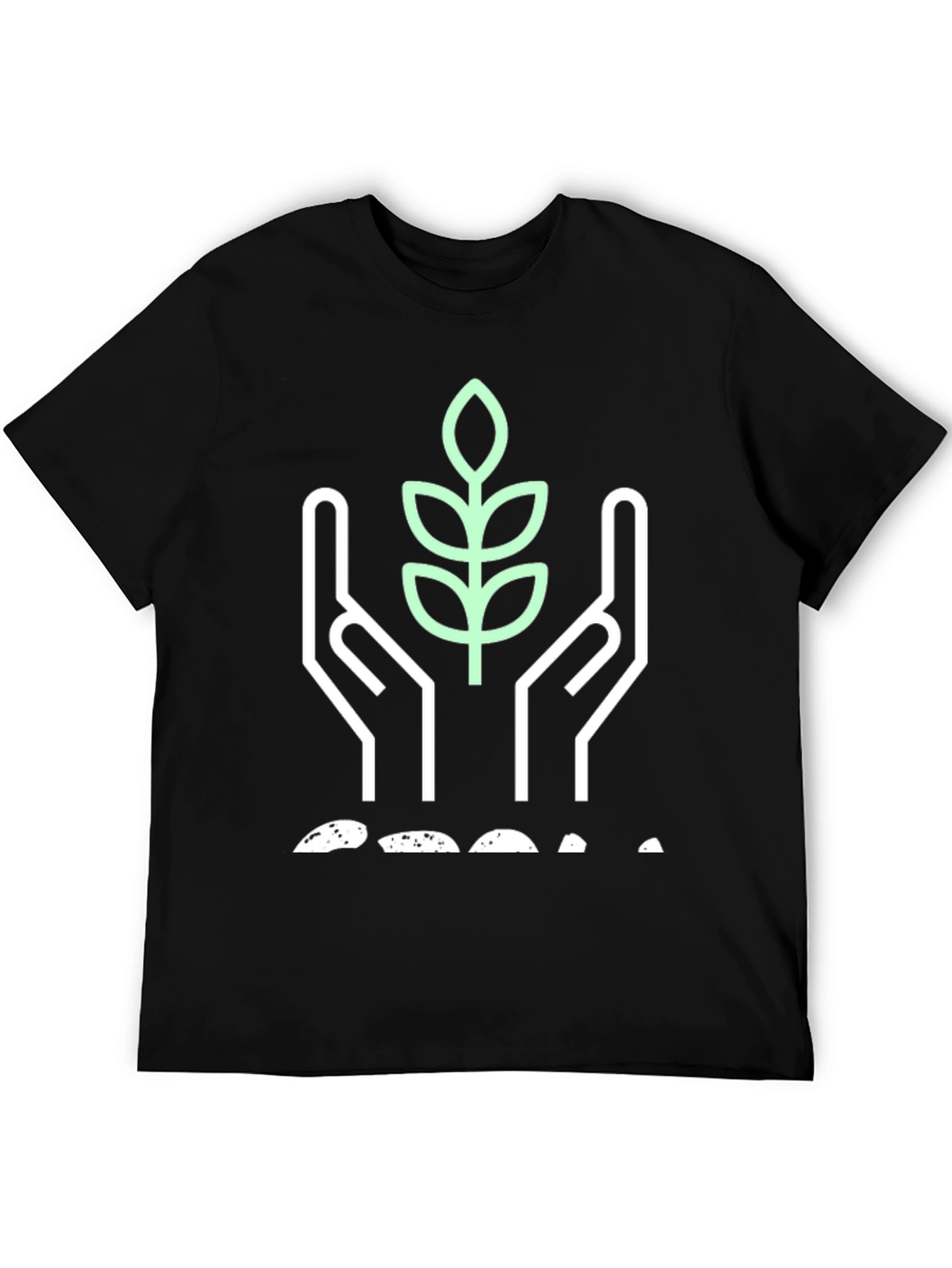 Eco-Friendly Black T-Shirt with Plant Graphic