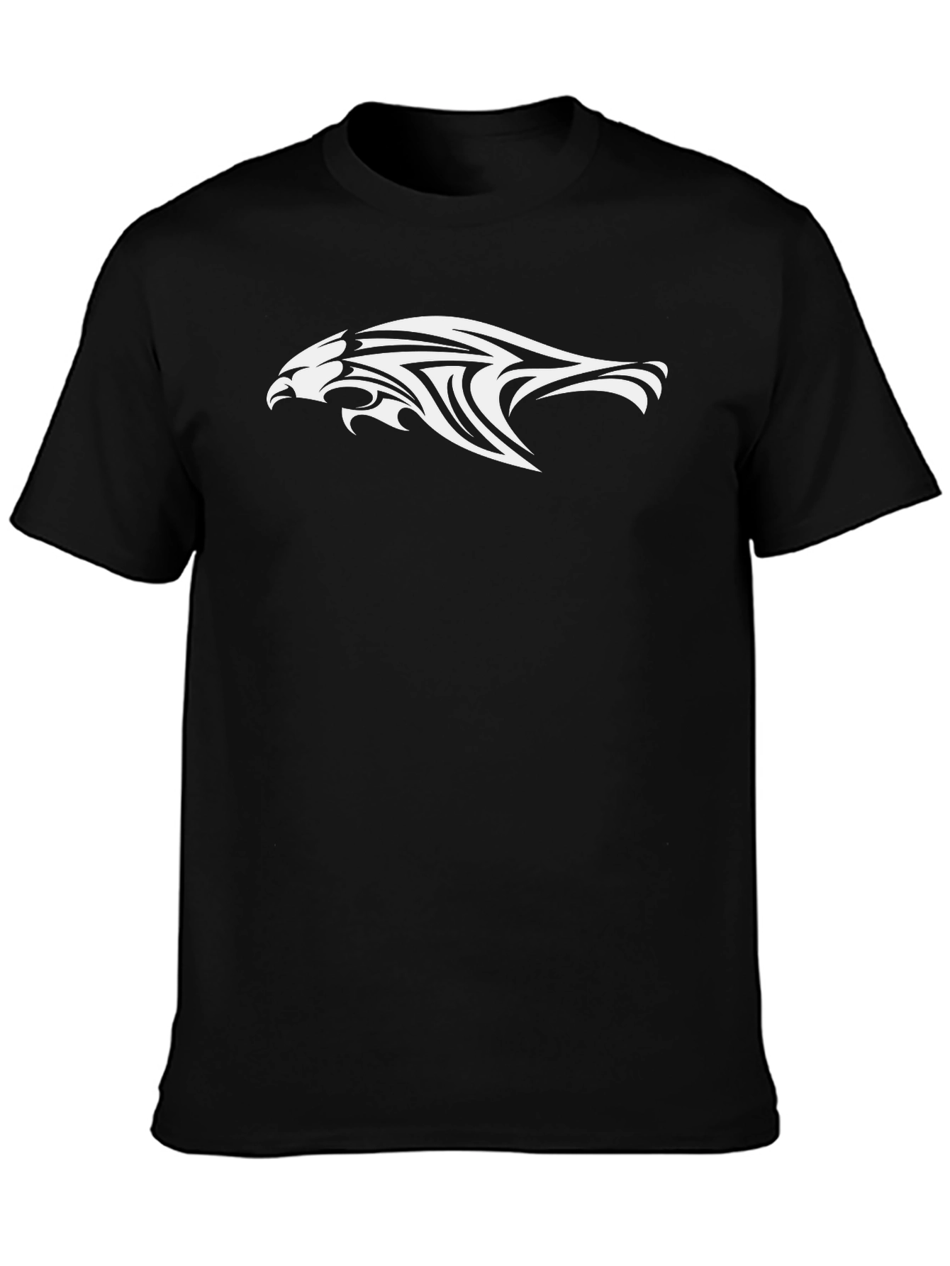 Mens Black T-Shirt with Eagle Tribal Design