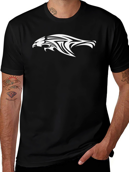 Mens Black T-Shirt with Eagle Tribal Design