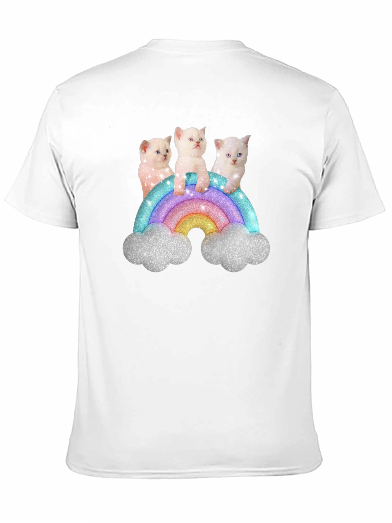 Cute Kitten Rainbow Graphic Tee - Black Unisex T-Shirt