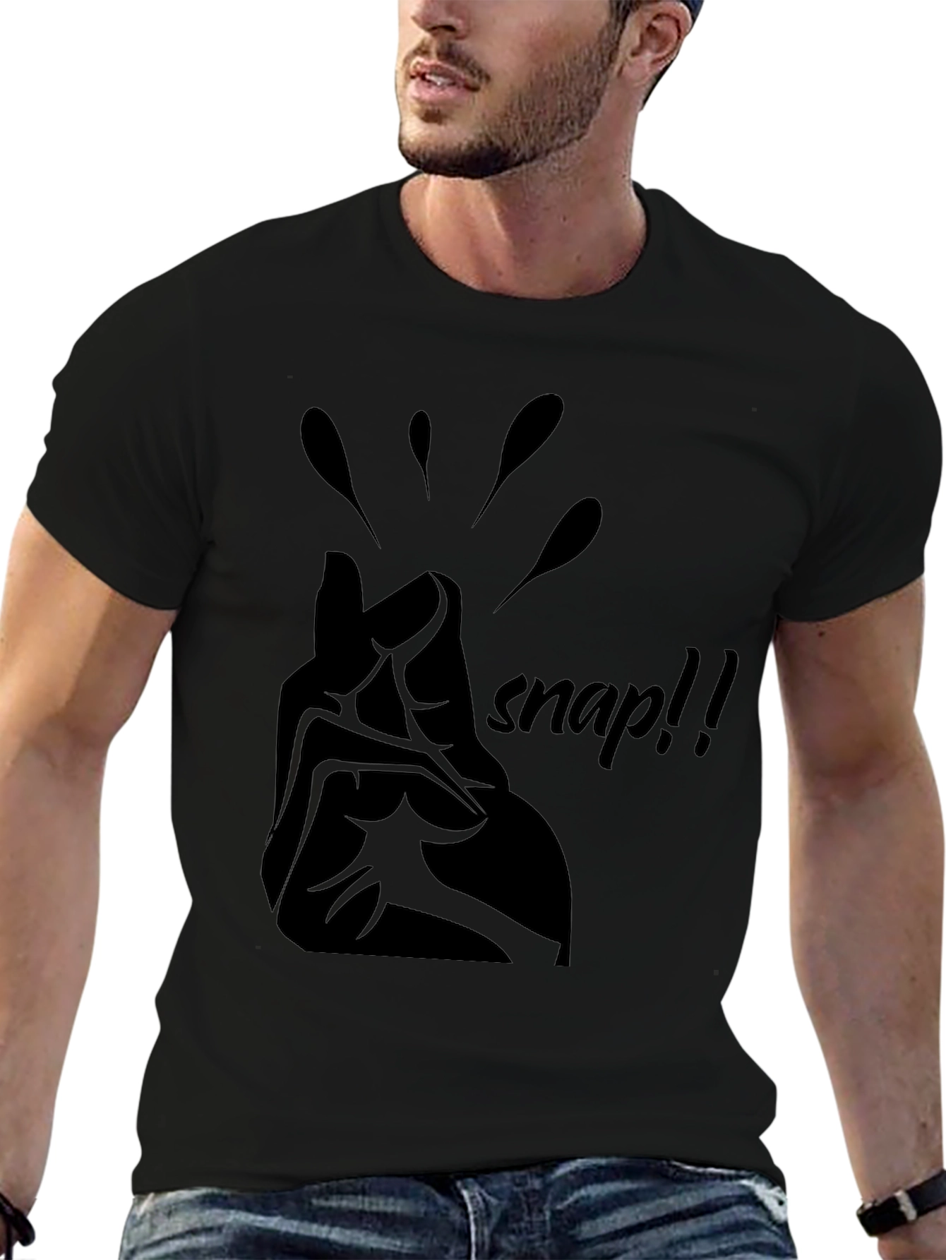 Black Snap!! Graphic Tee - Casual Style