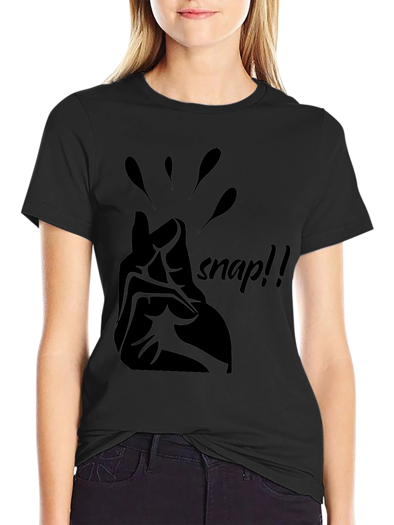 Black Snap!! Graphic Tee - Casual Style