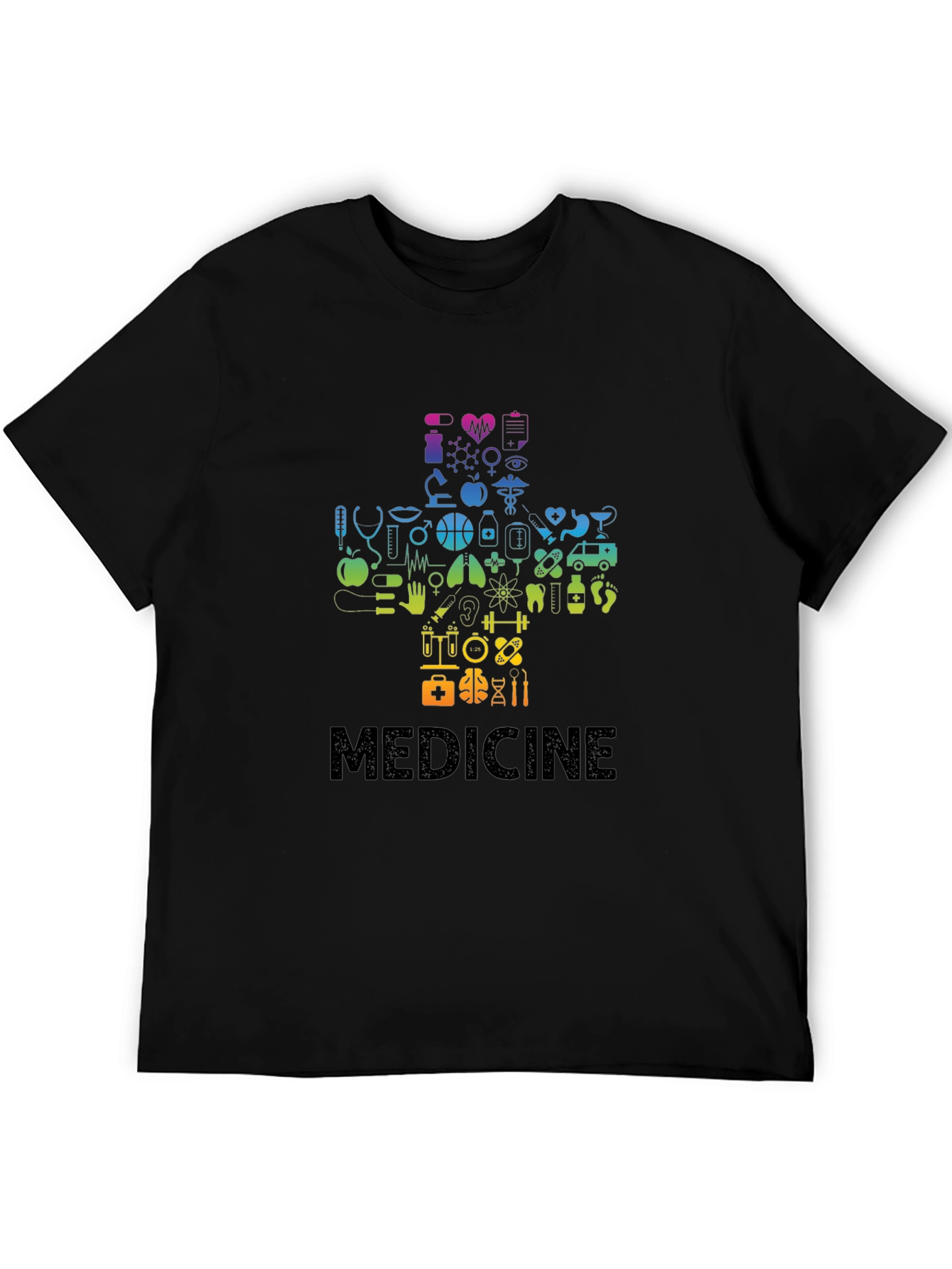Medical Symbol Graphic Tee - Black Cotton Blend T-Shirt