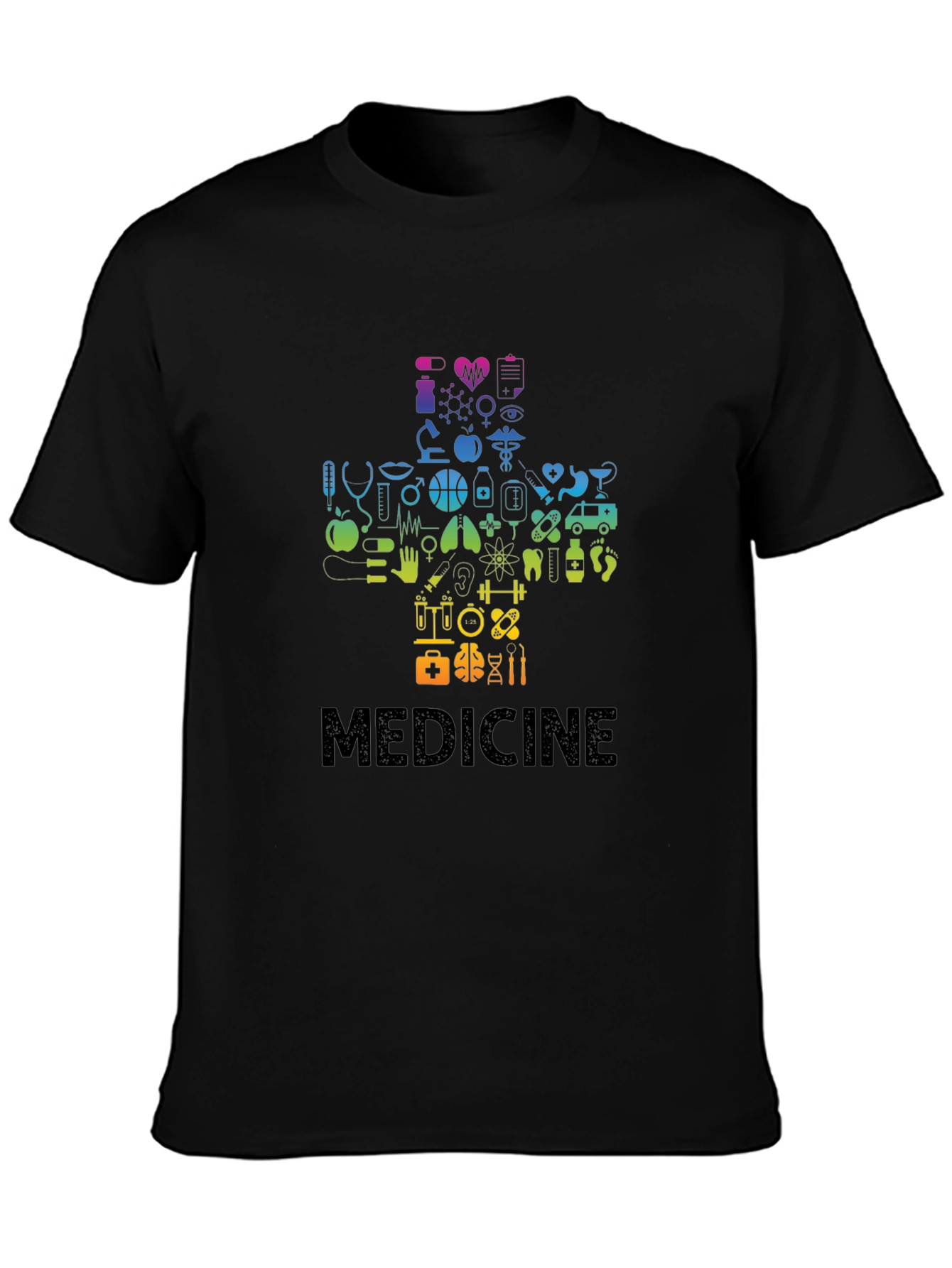 Medical Symbol Graphic Tee - Black Cotton Blend T-Shirt