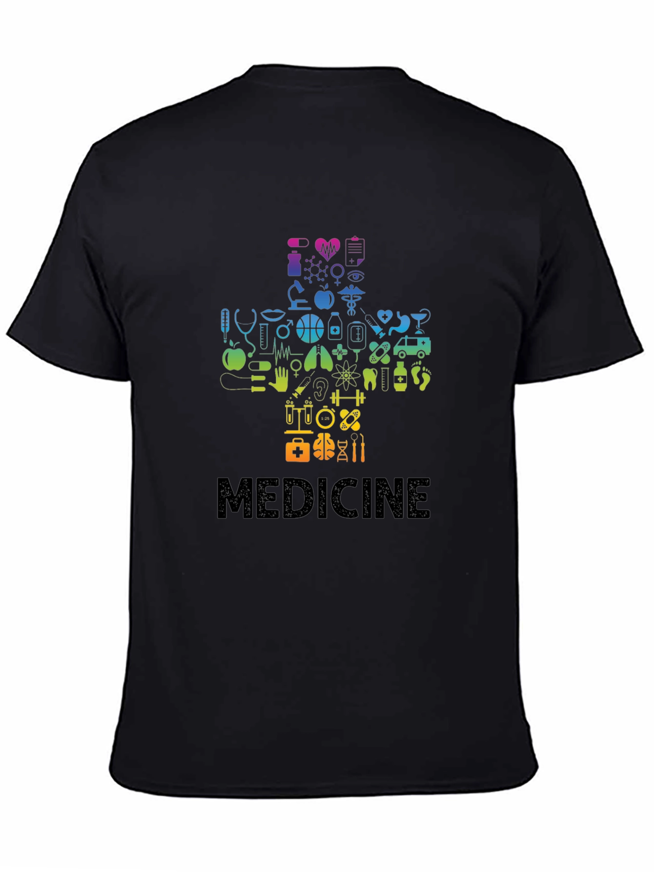 Medical Symbol Graphic Tee - Black Cotton Blend T-Shirt