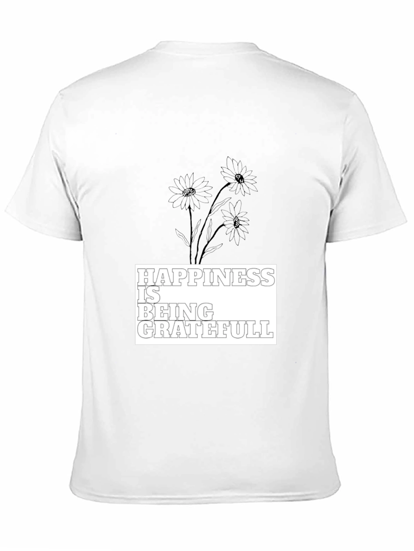 Happiness is Being Grateful Black Graphic Tee